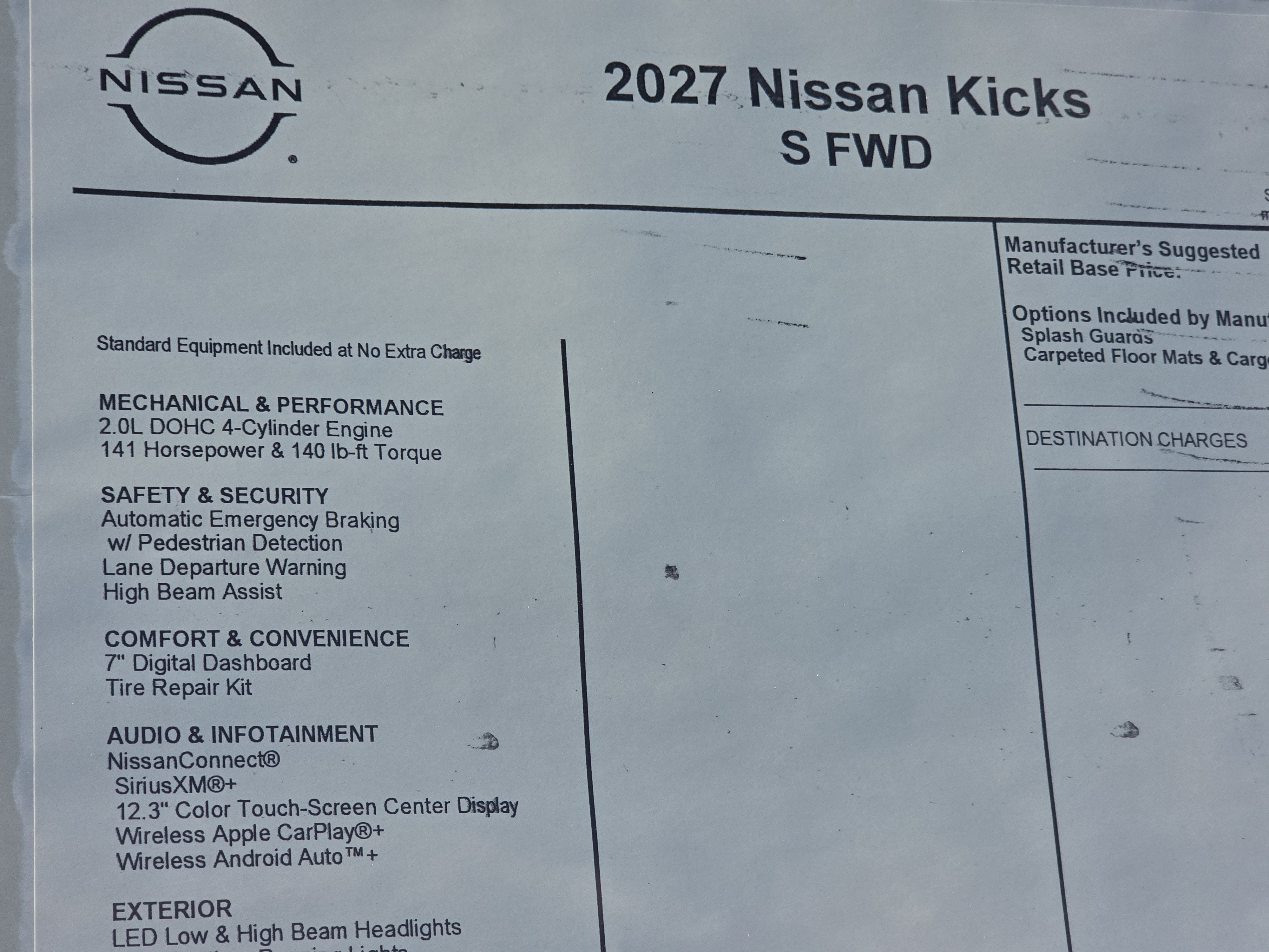 2027 Nissan Kicks S