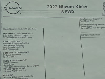 2027 Nissan Kicks S
