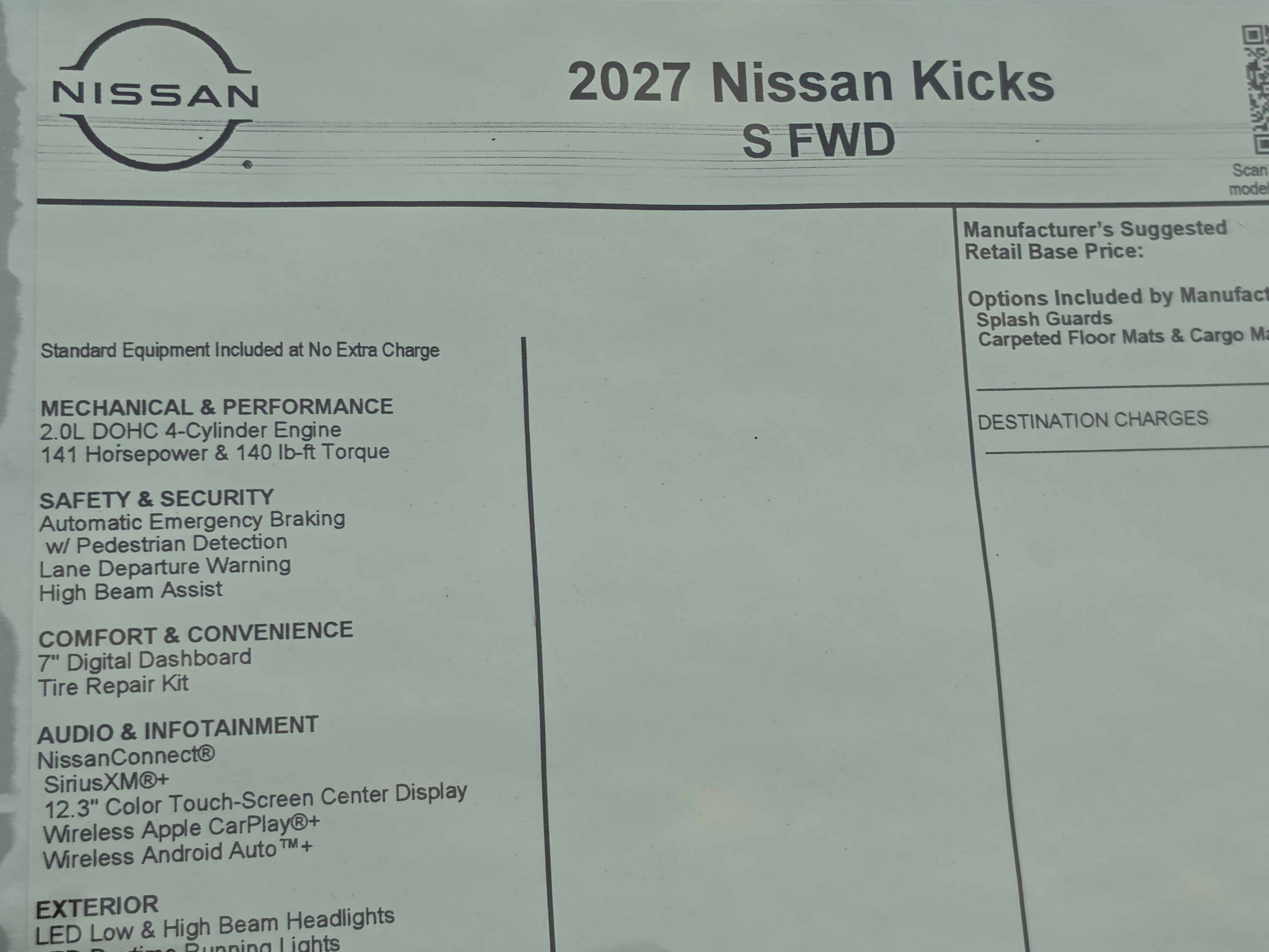 2027 Nissan Kicks S
