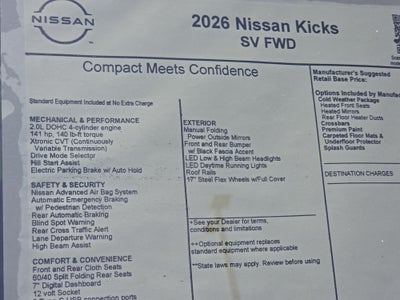 2026 Nissan Kicks SV