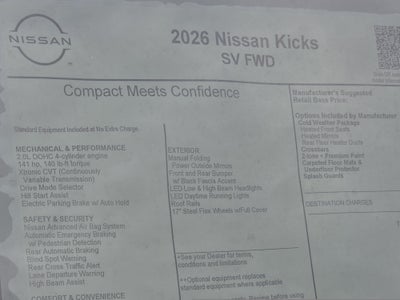 2026 Nissan Kicks SV