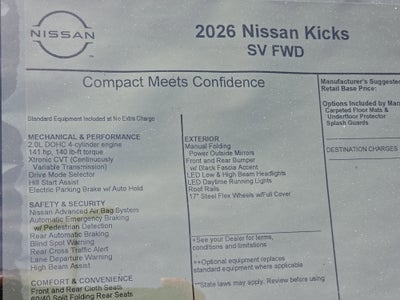 2026 Nissan Kicks SV