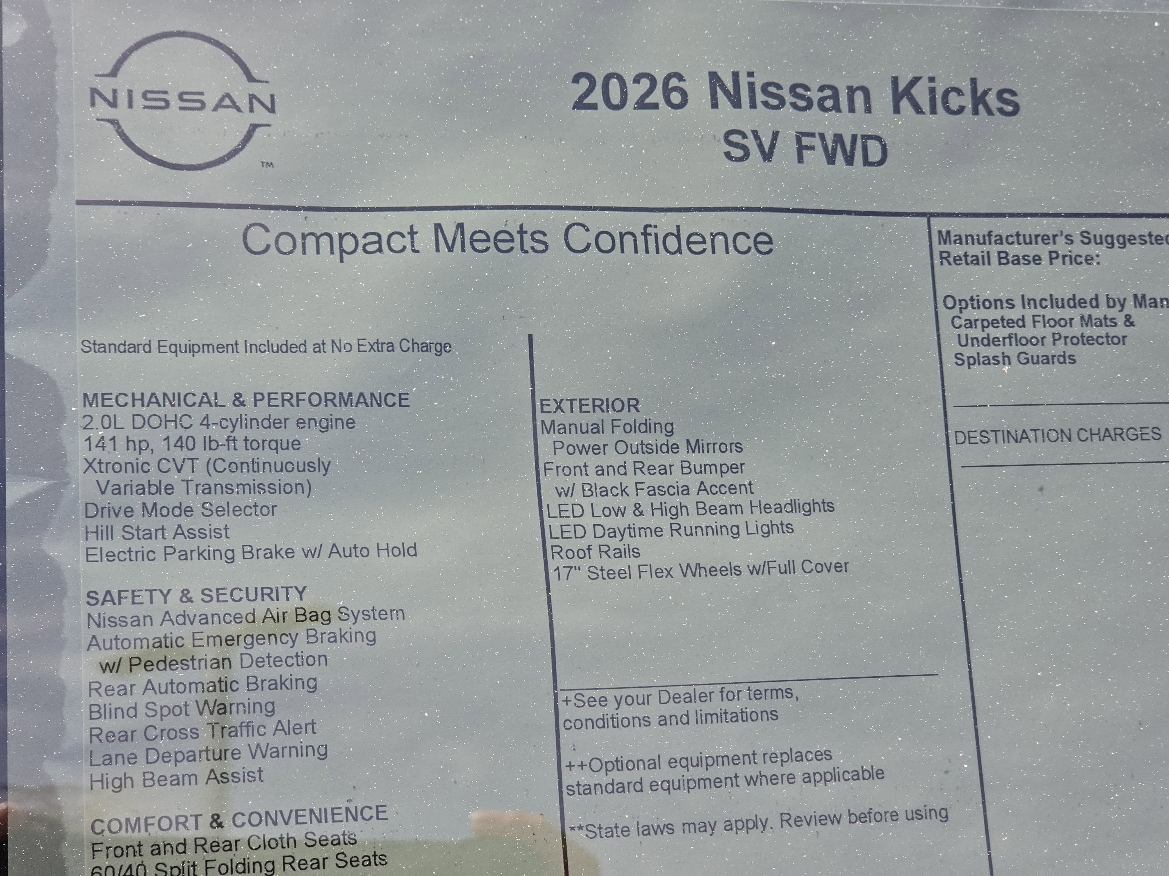 2026 Nissan Kicks SV