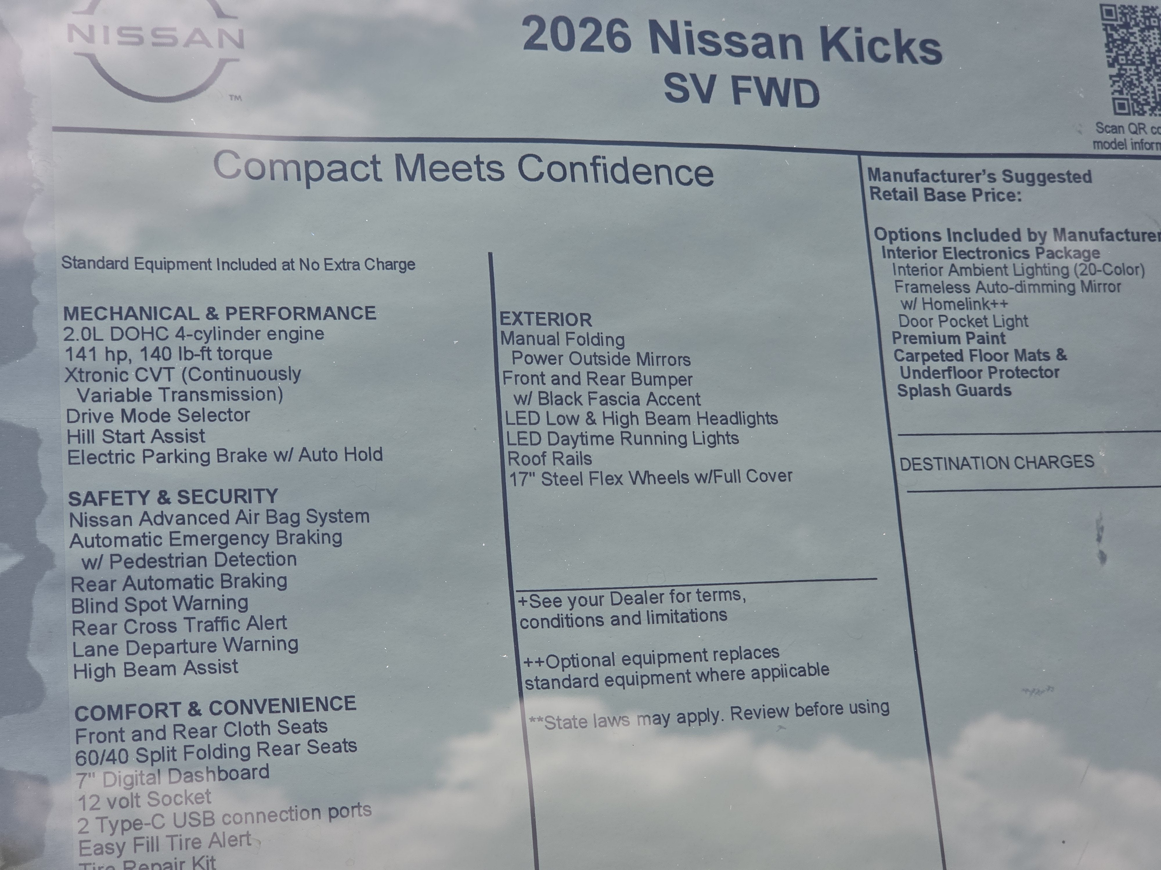 2026 Nissan Kicks SV