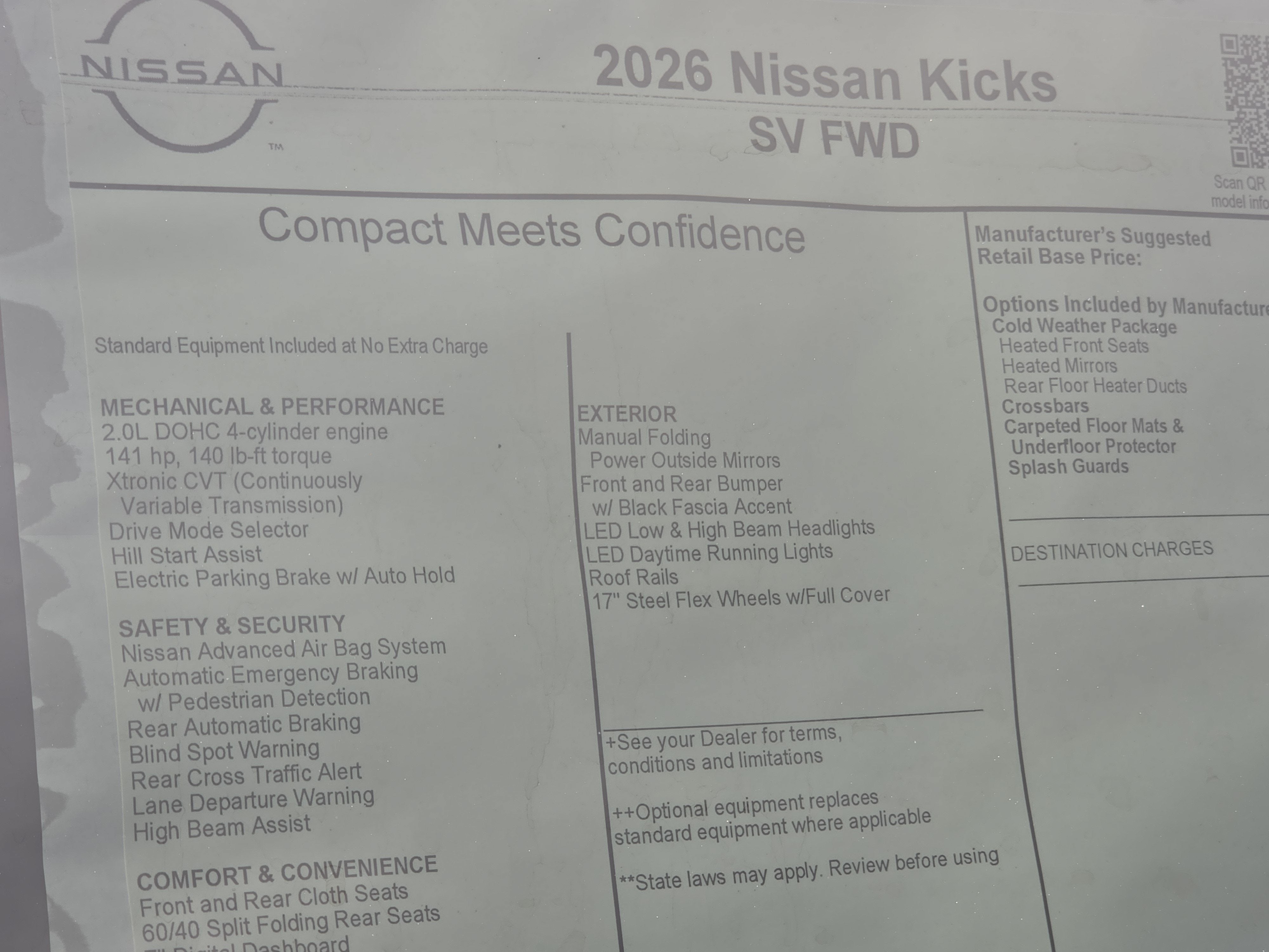 2026 Nissan Kicks SV