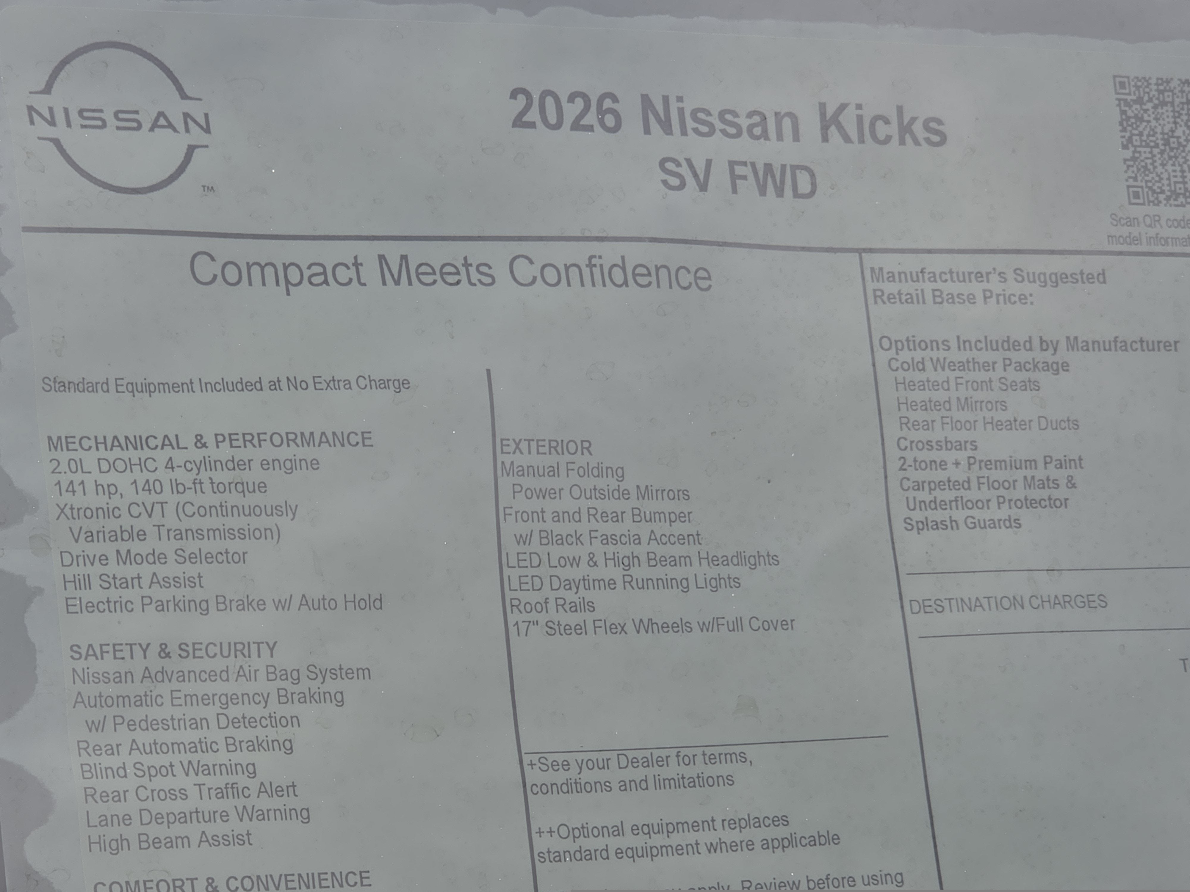 2026 Nissan Kicks SV