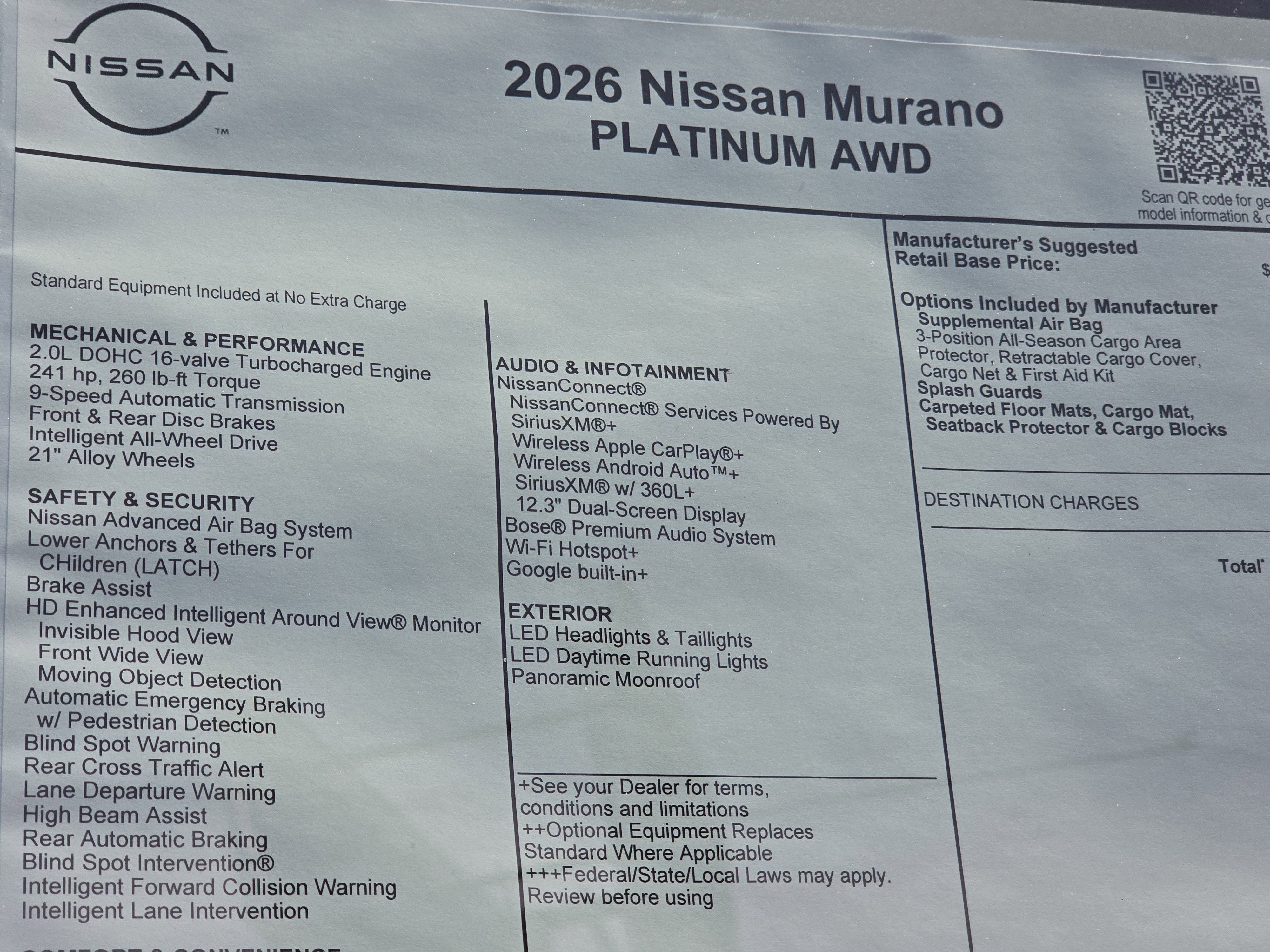 2026 Nissan Murano Platinum