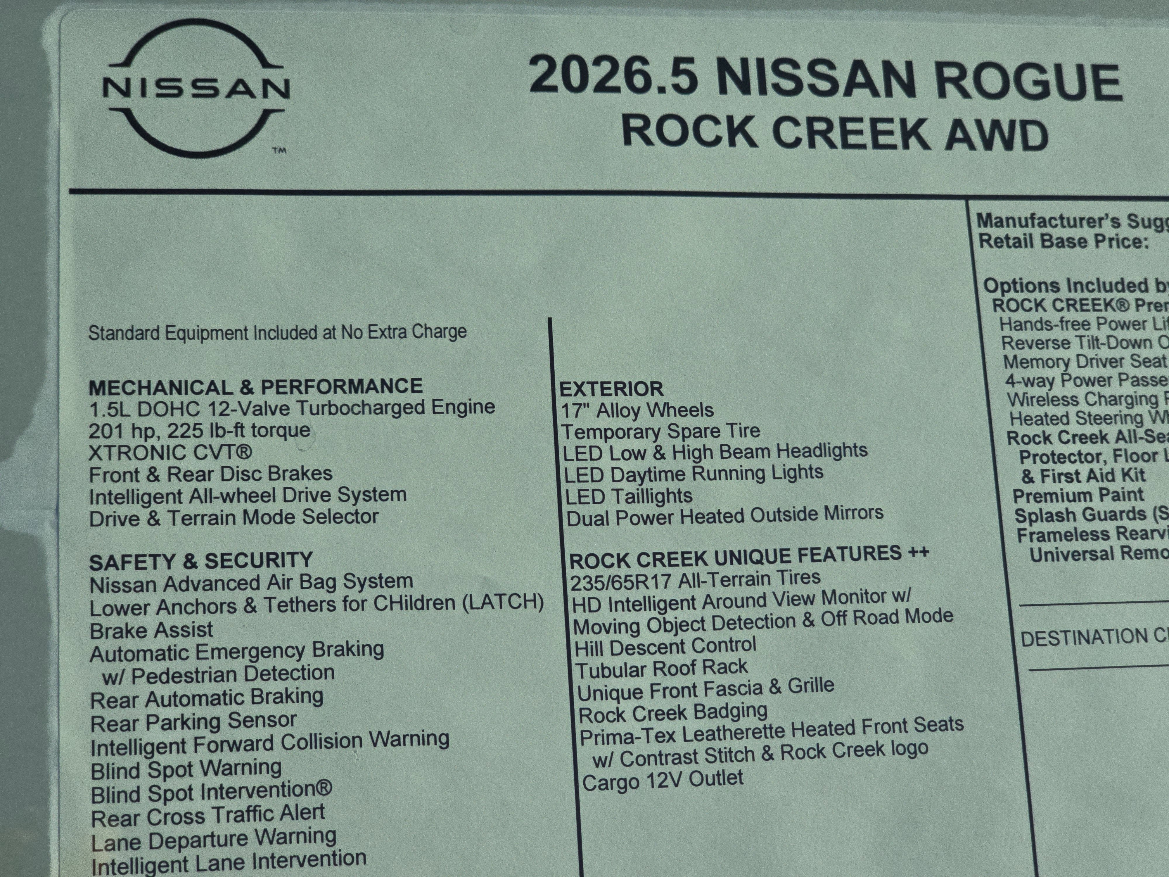 2026 Nissan Rogue Rock Creek