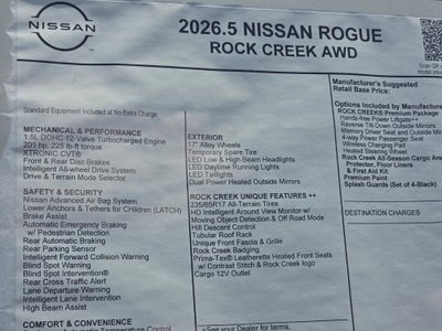 2026 Nissan Rogue Rock Creek