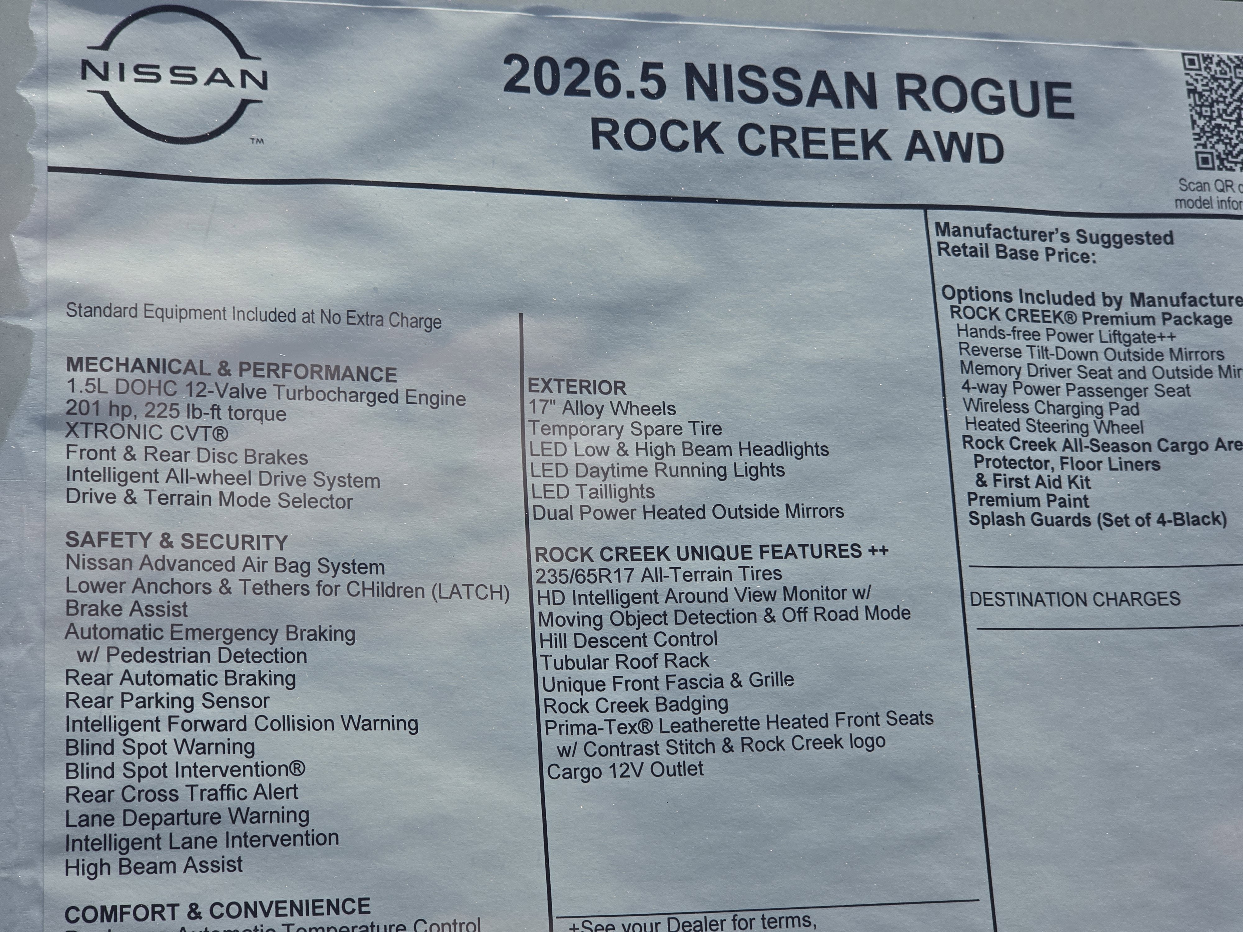 2026 Nissan Rogue Rock Creek