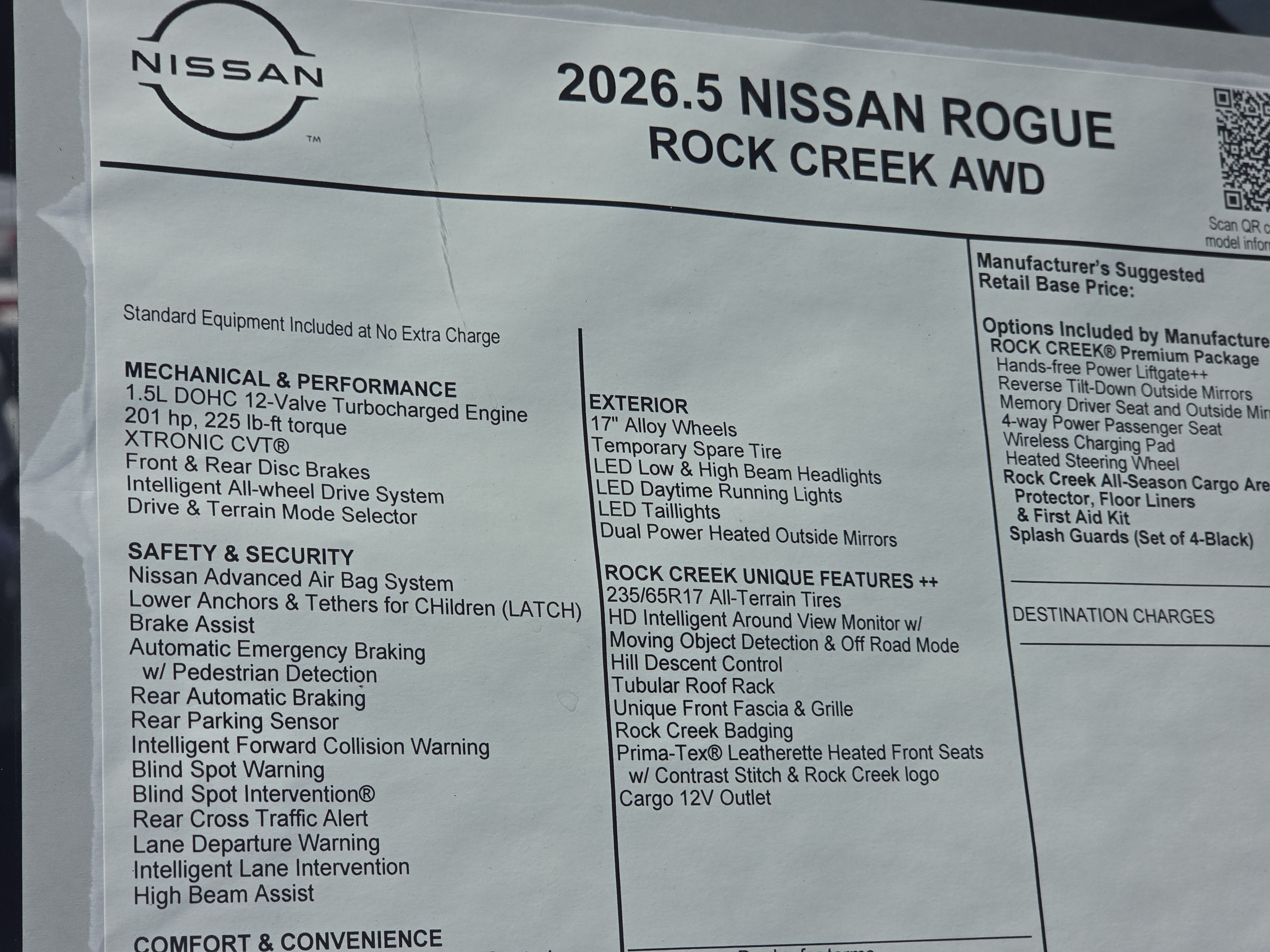 2026 Nissan Rogue Rock Creek