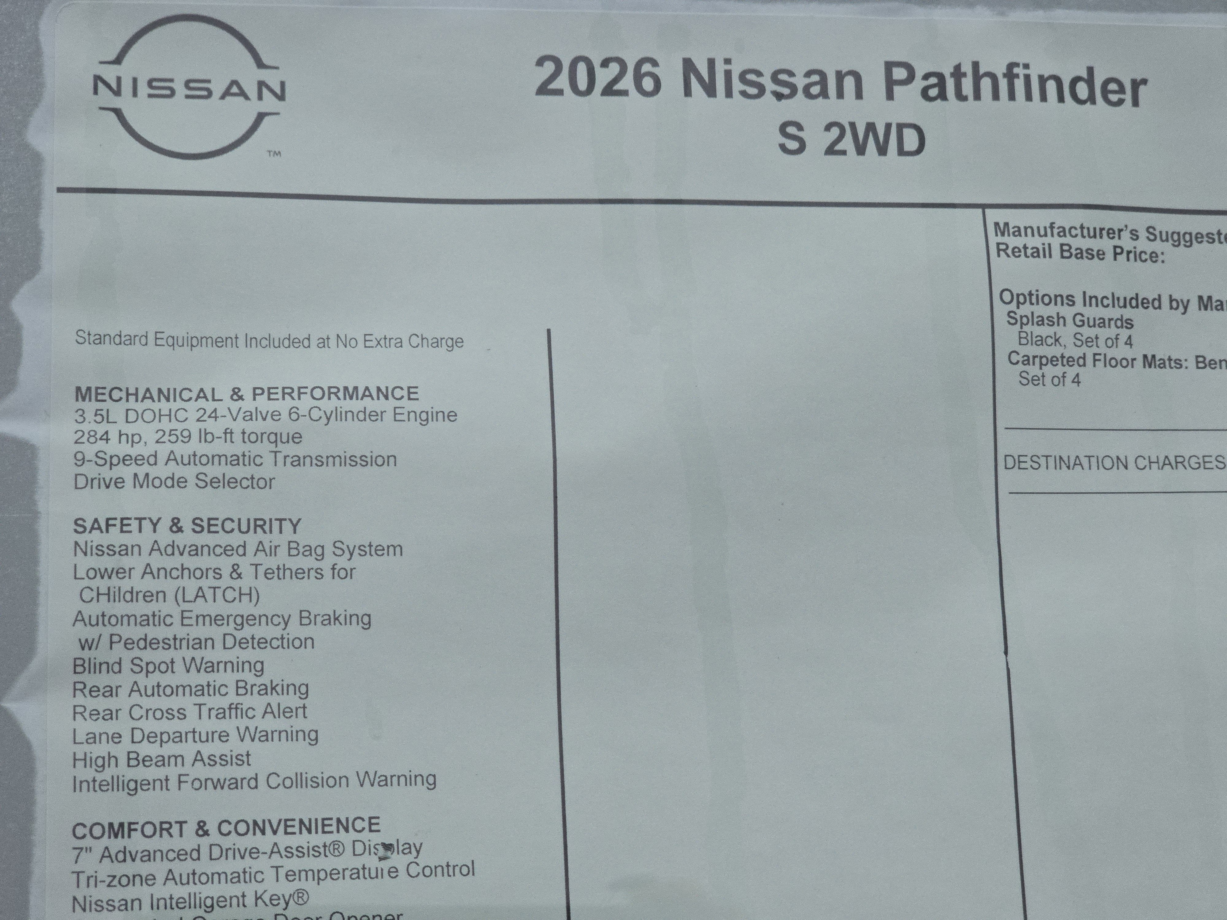 2026 Nissan Pathfinder S