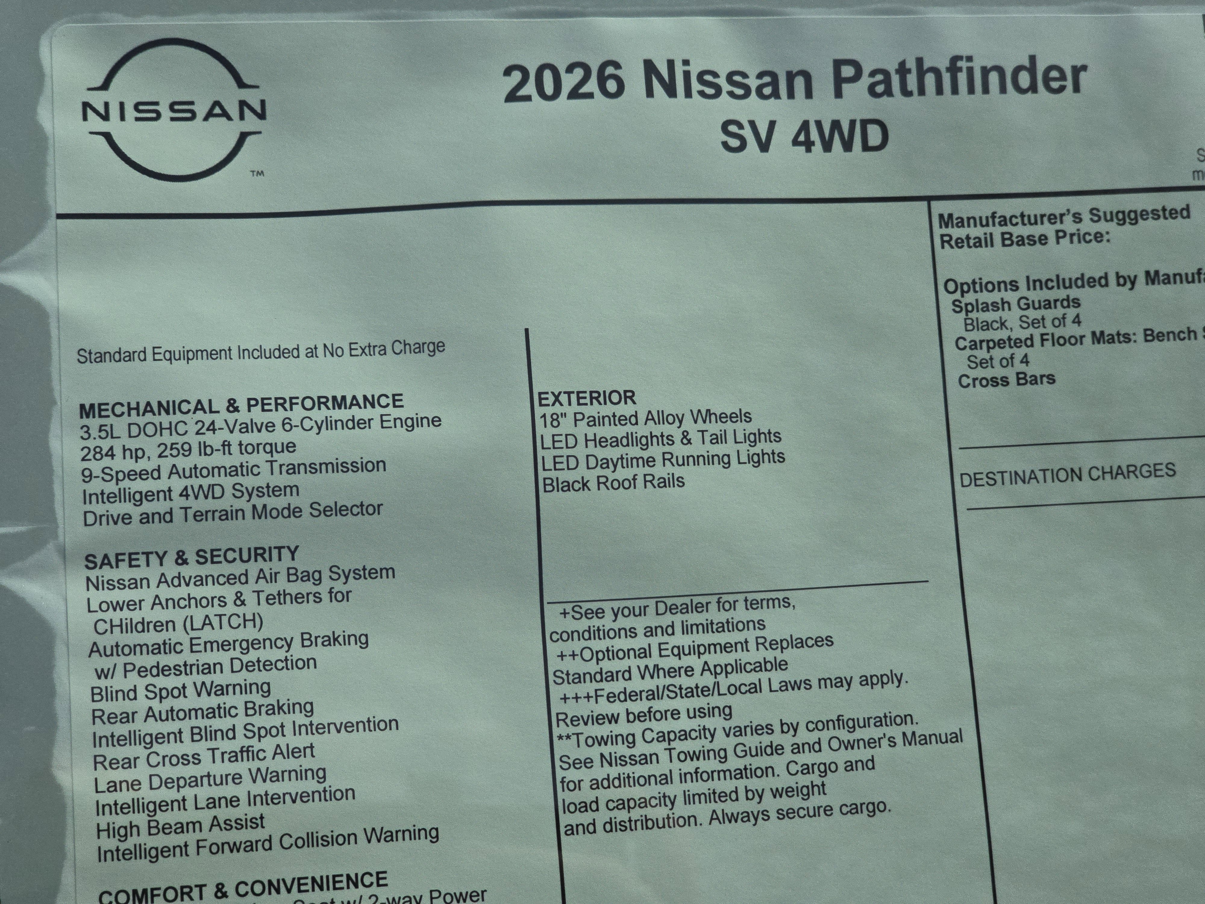 2026 Nissan Pathfinder SV