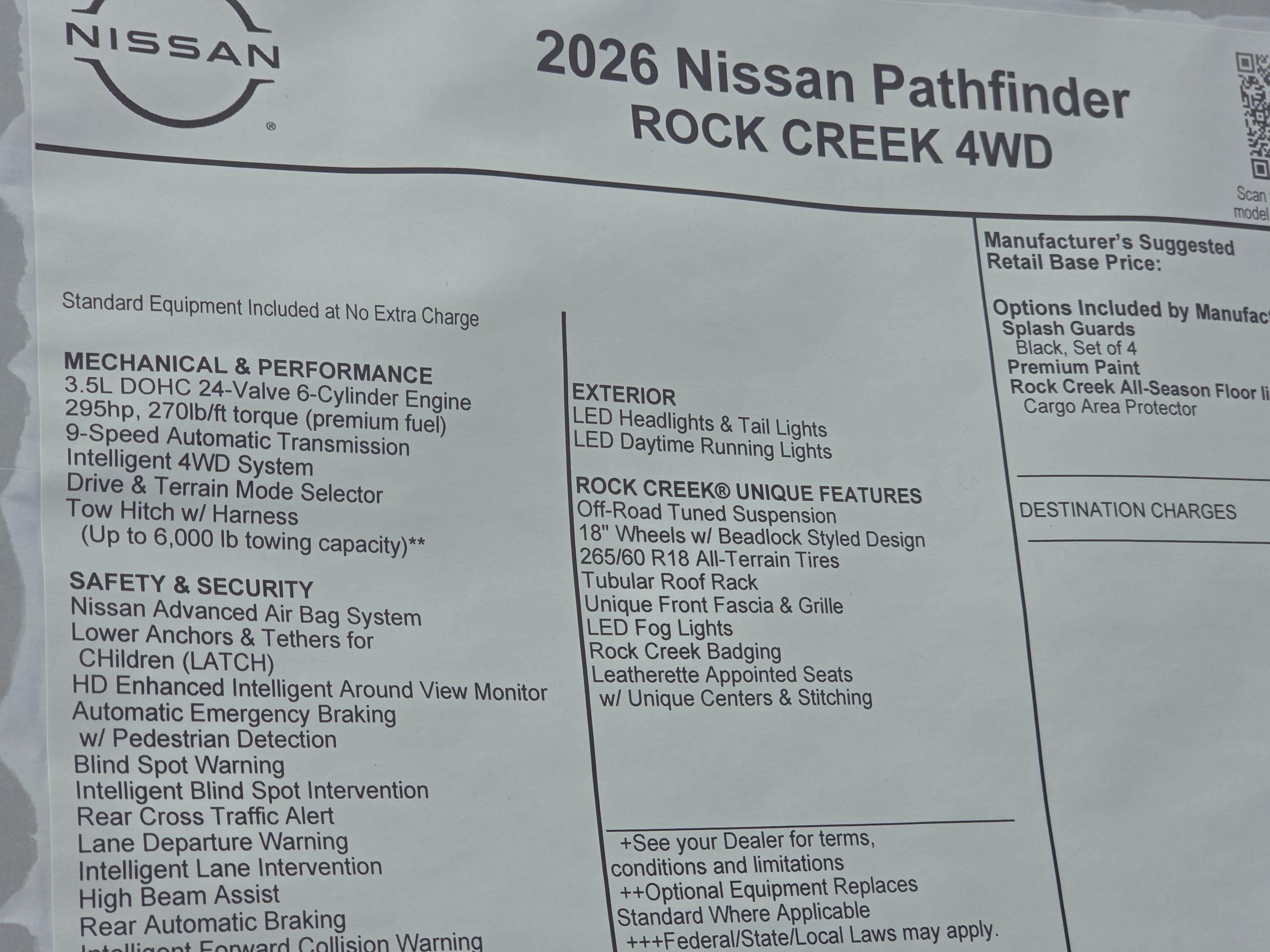 2026 Nissan Pathfinder Rock Creek