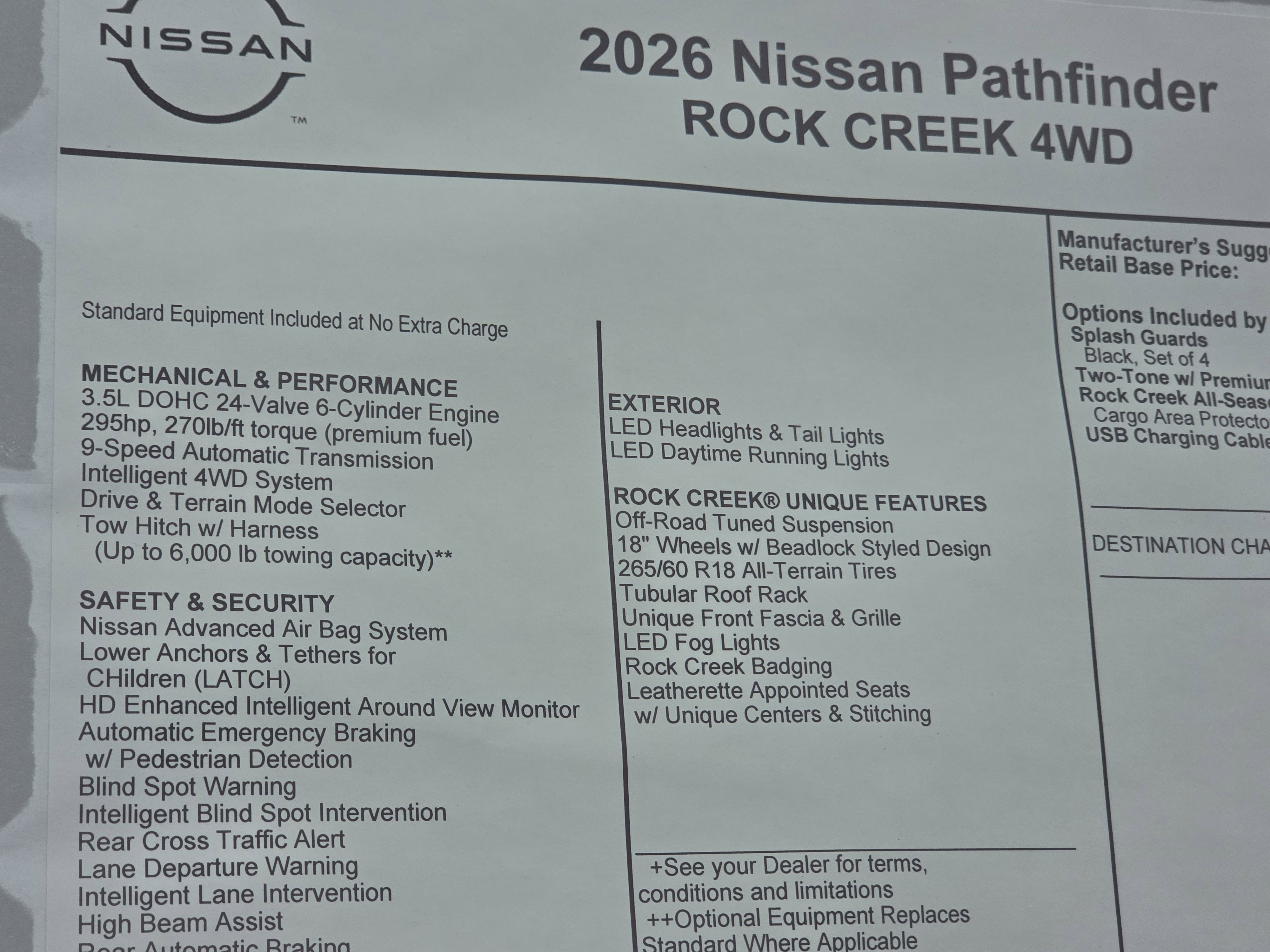 2026 Nissan Pathfinder Rock Creek