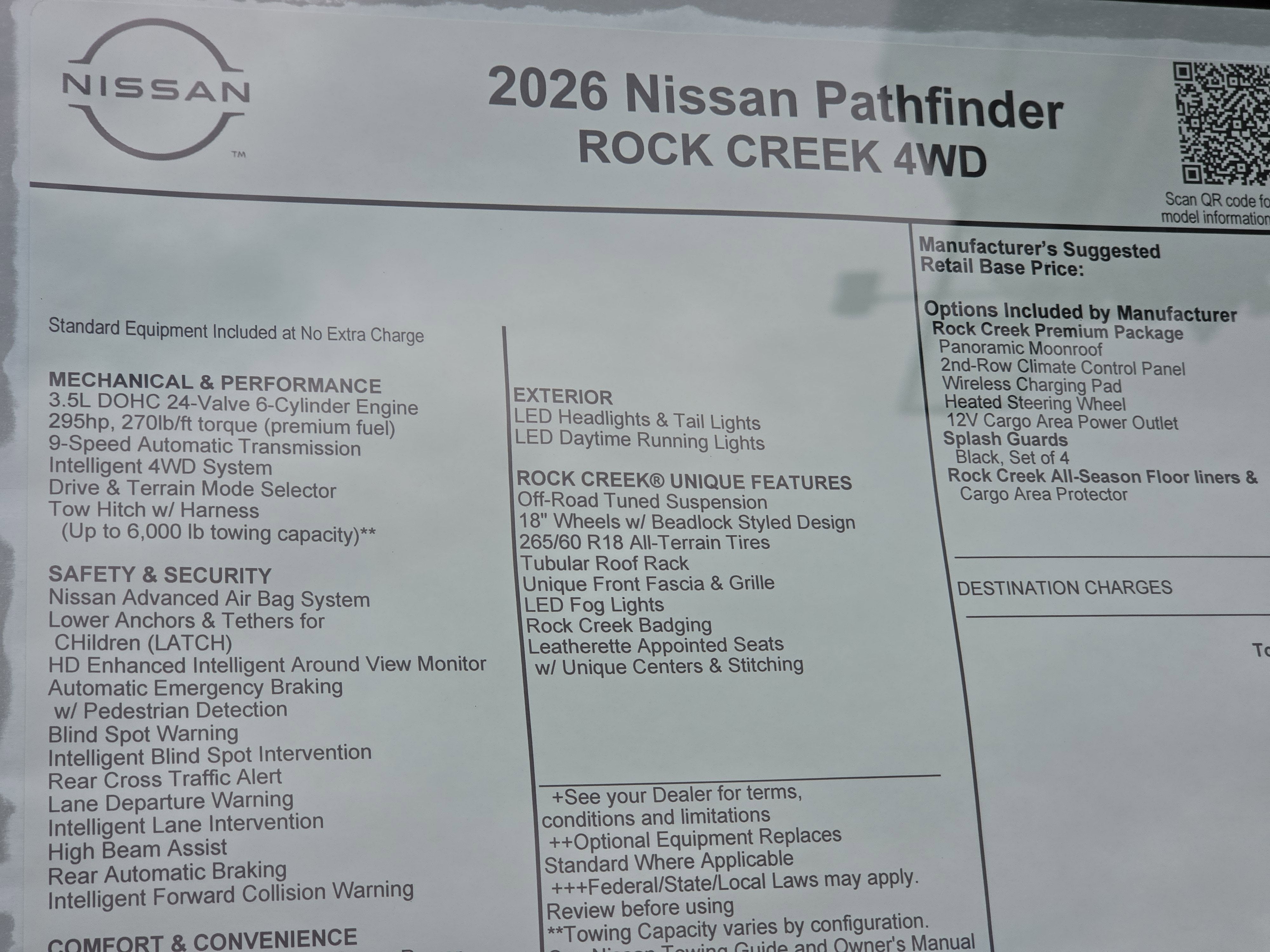 2026 Nissan Pathfinder Rock Creek