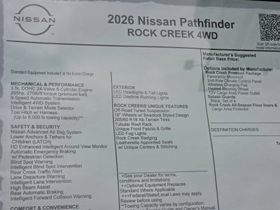 2026 Nissan Pathfinder Rock Creek