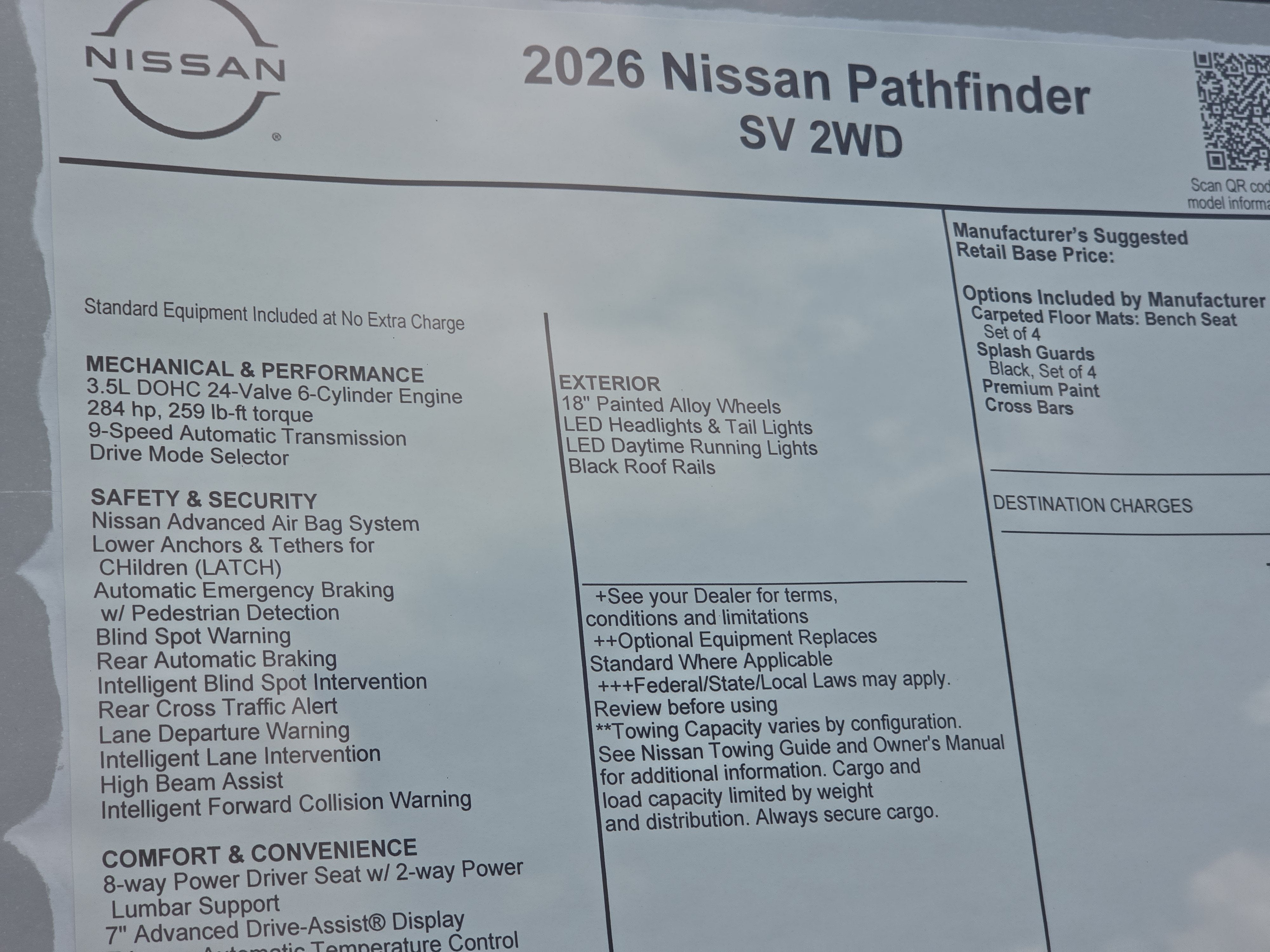 2026 Nissan Pathfinder SV