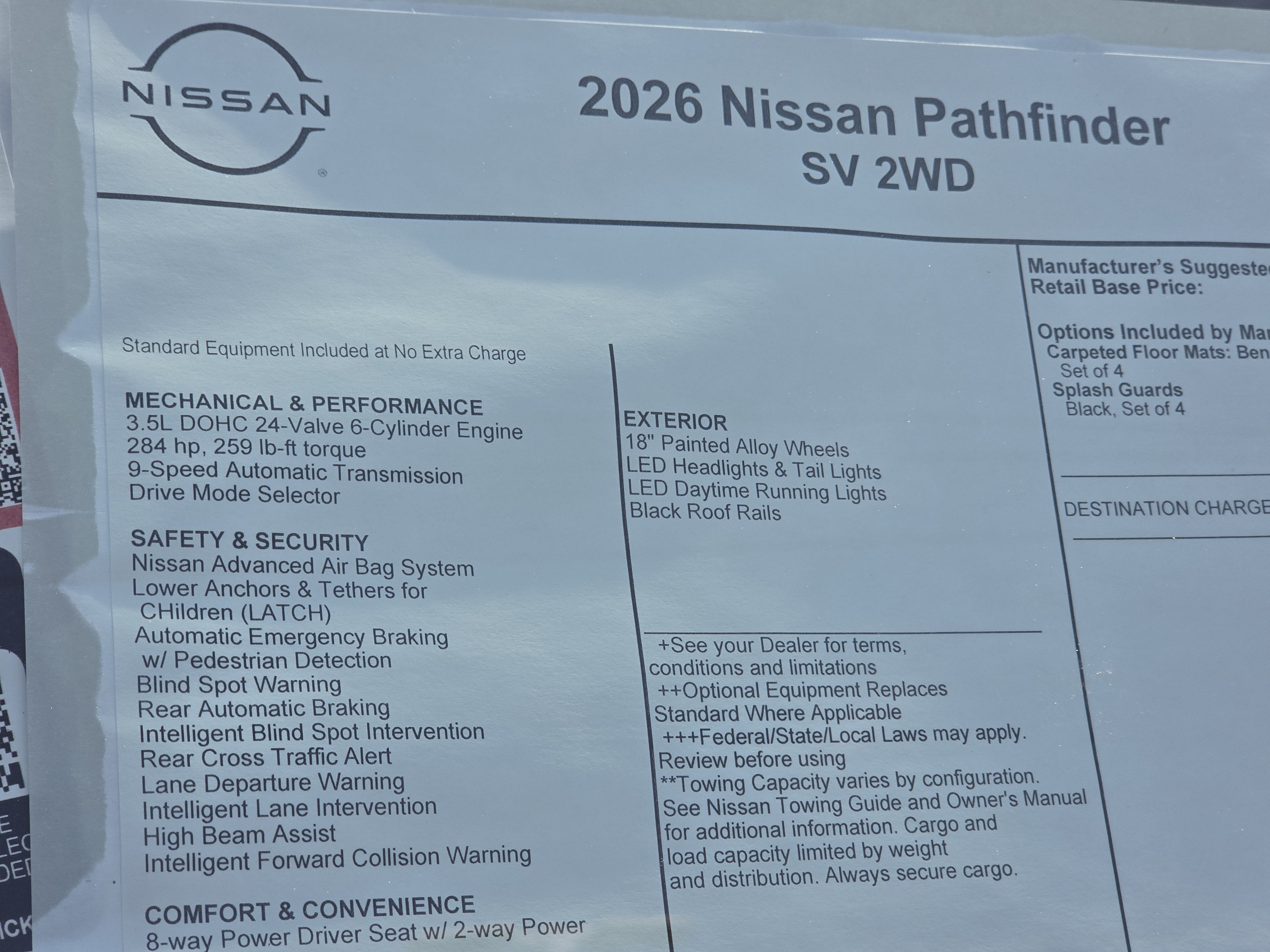 2026 Nissan Pathfinder SV