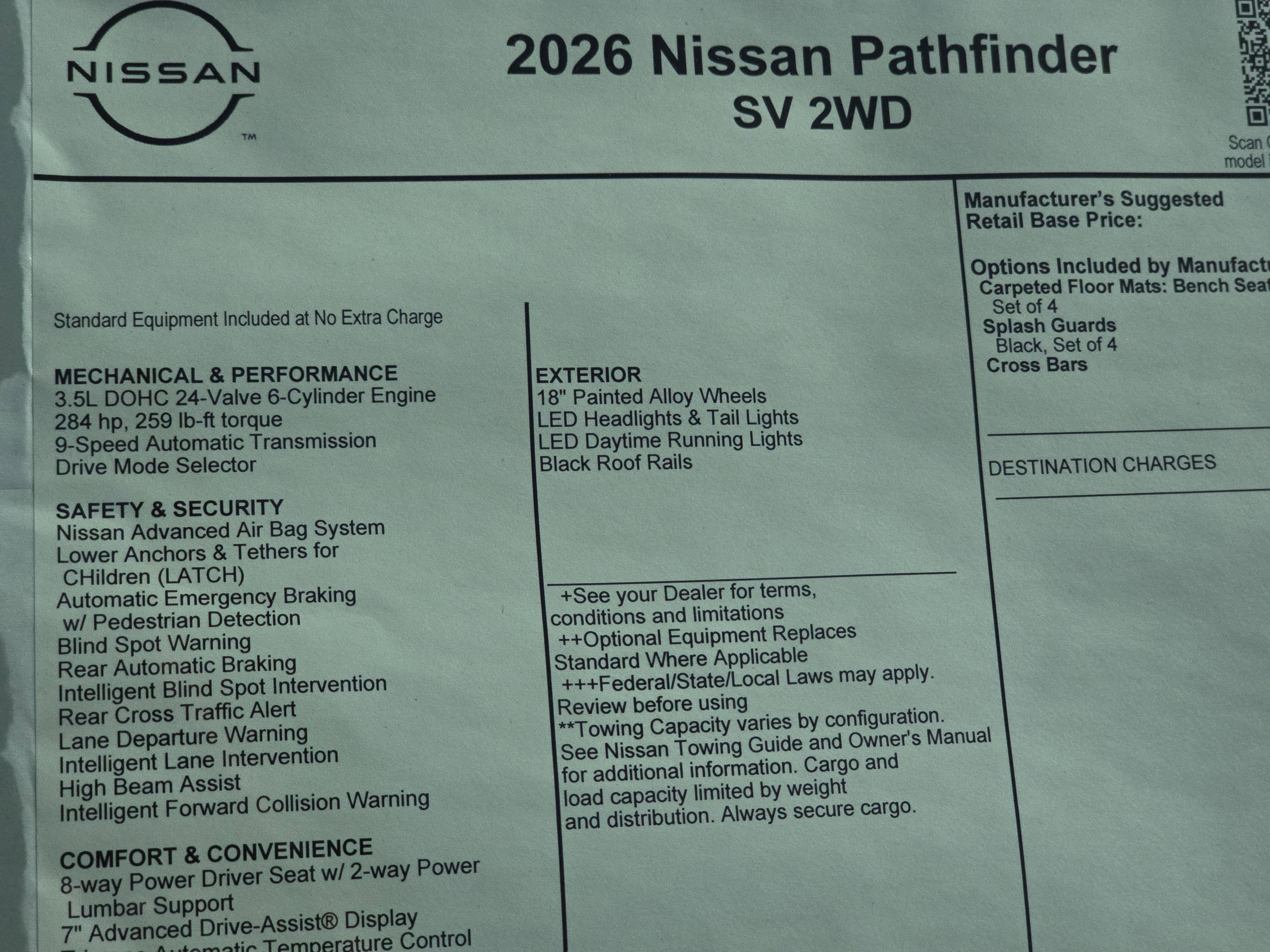 2026 Nissan Pathfinder SV