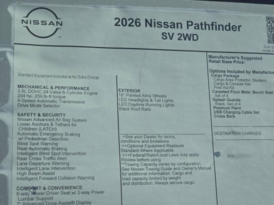 2026 Nissan Pathfinder SV