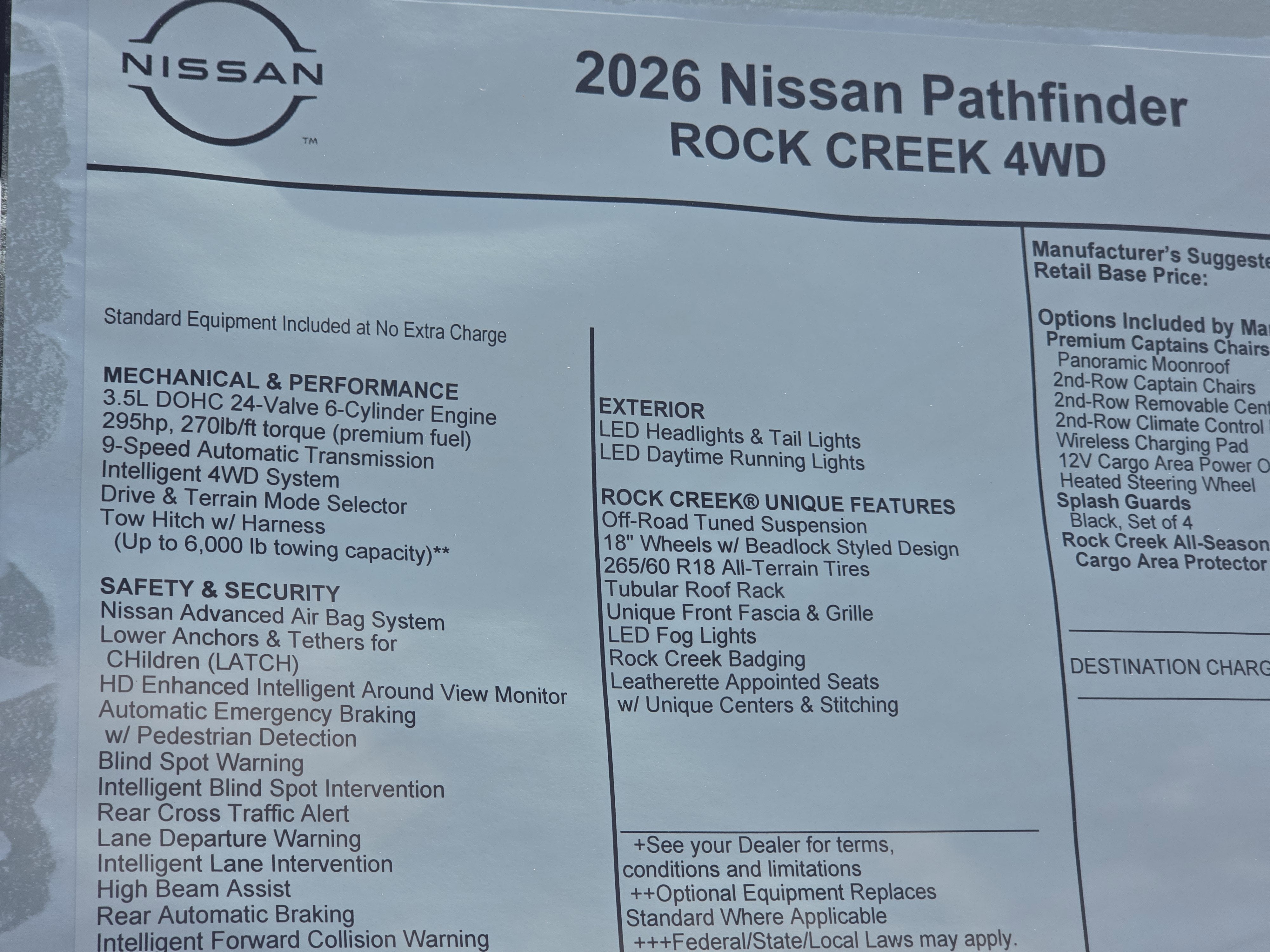 2026 Nissan Pathfinder Rock Creek