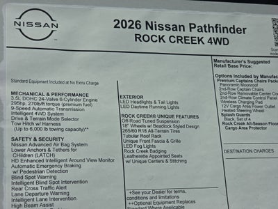 2026 Nissan Pathfinder Rock Creek