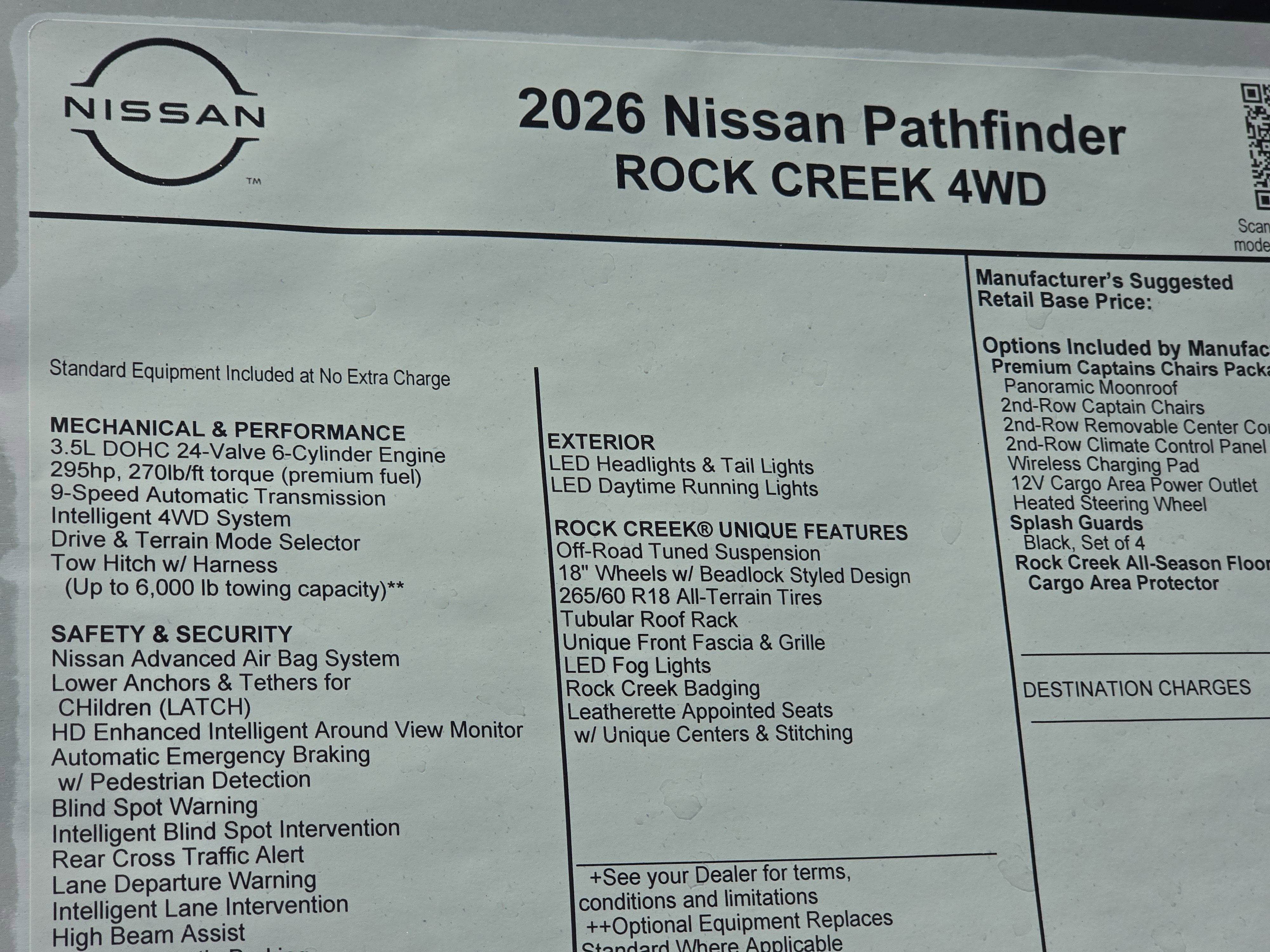 2026 Nissan Pathfinder Rock Creek