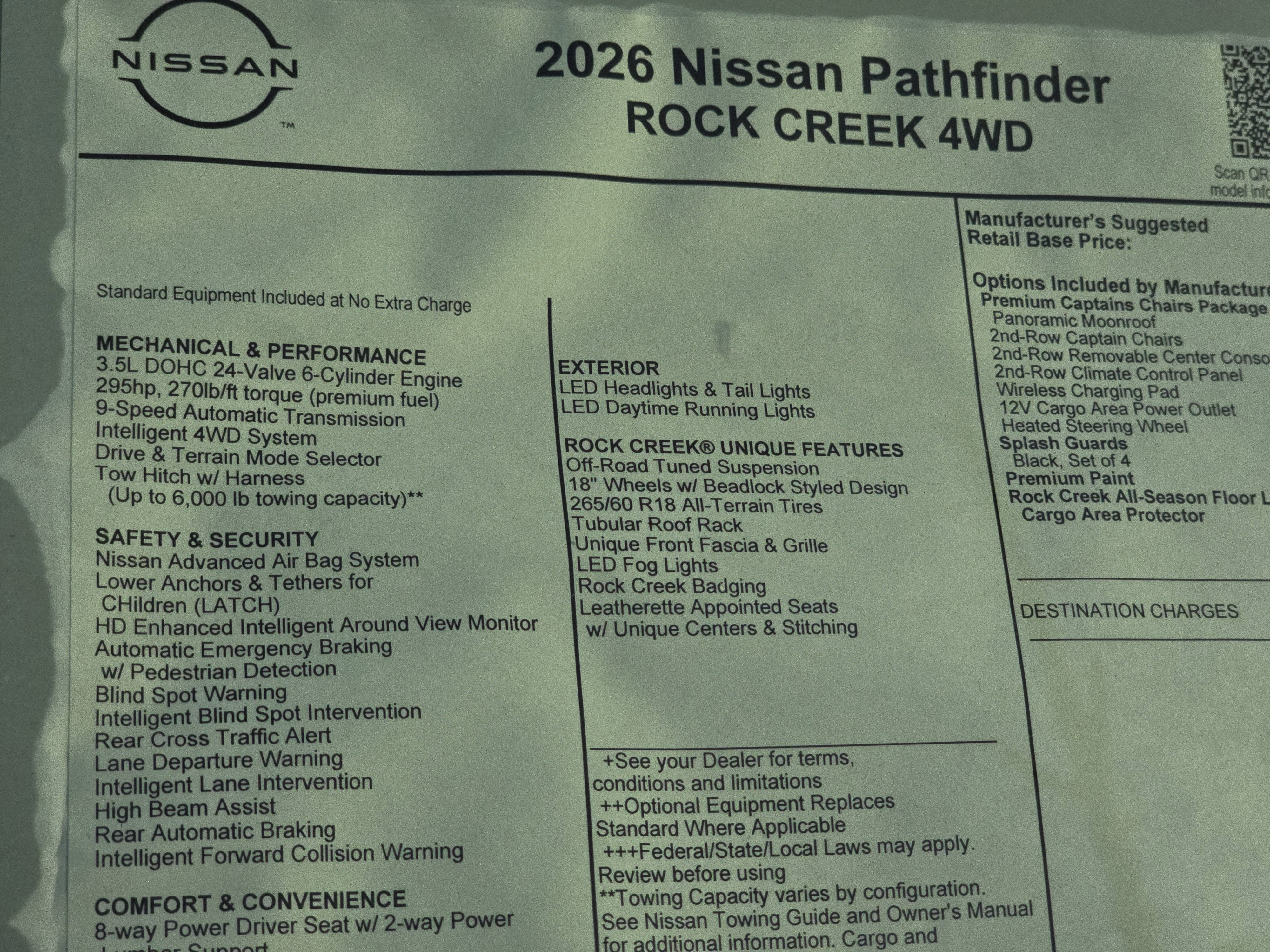 2026 Nissan Pathfinder Rock Creek