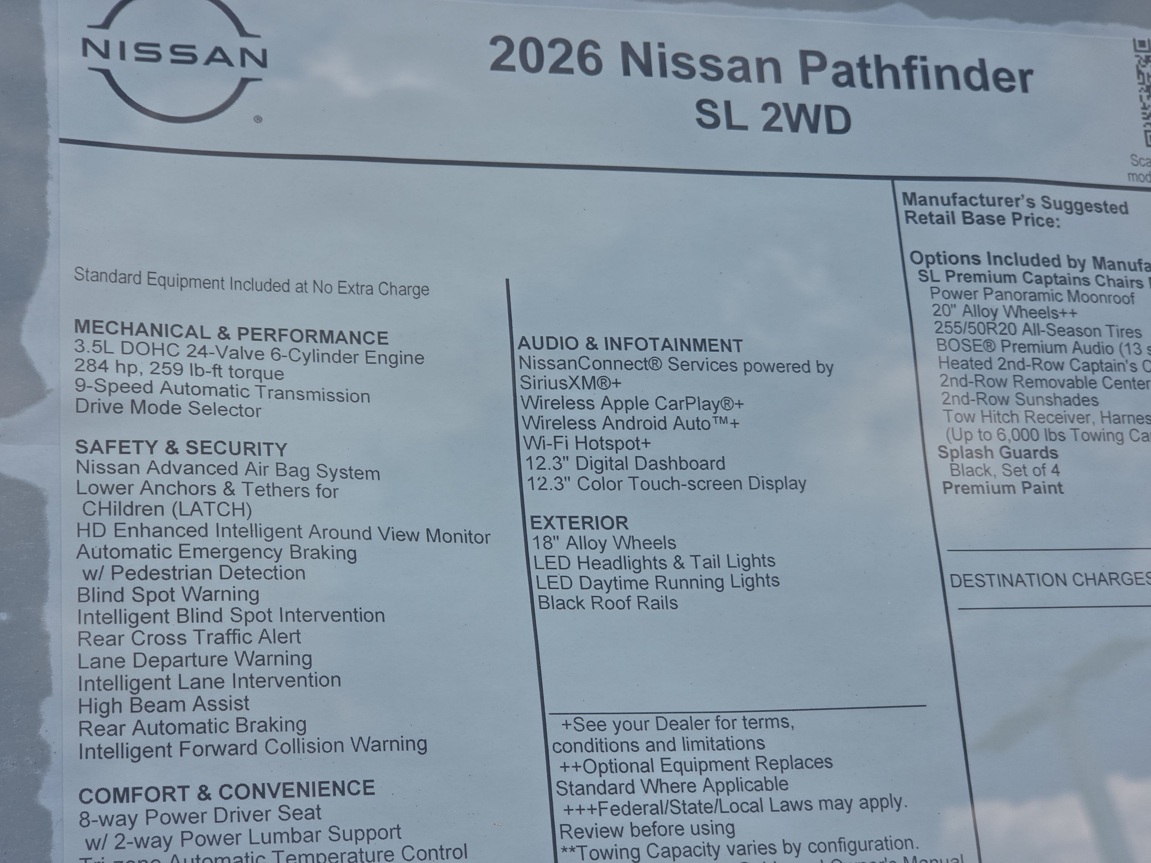 2026 Nissan Pathfinder SL