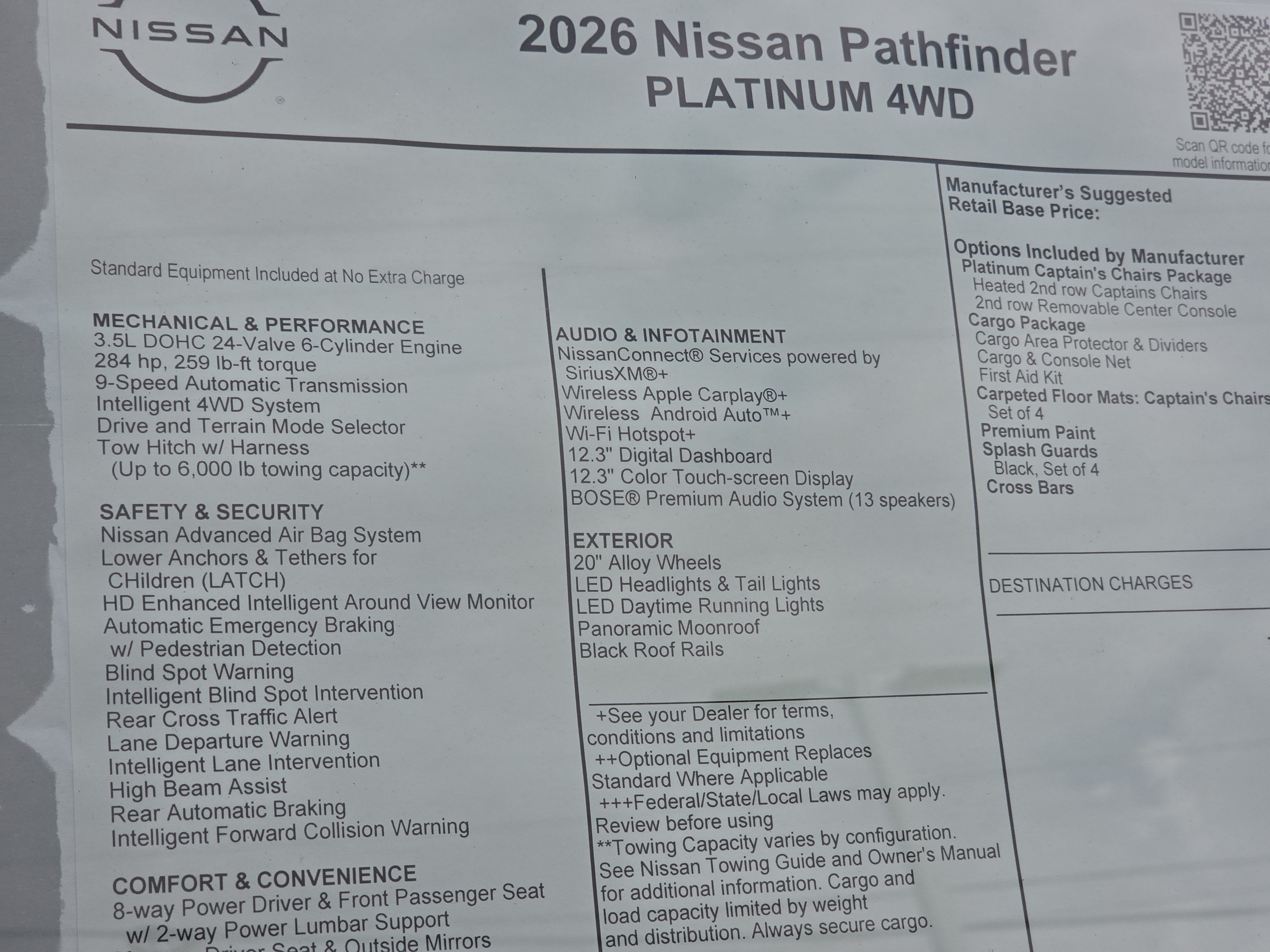 2026 Nissan Pathfinder Platinum