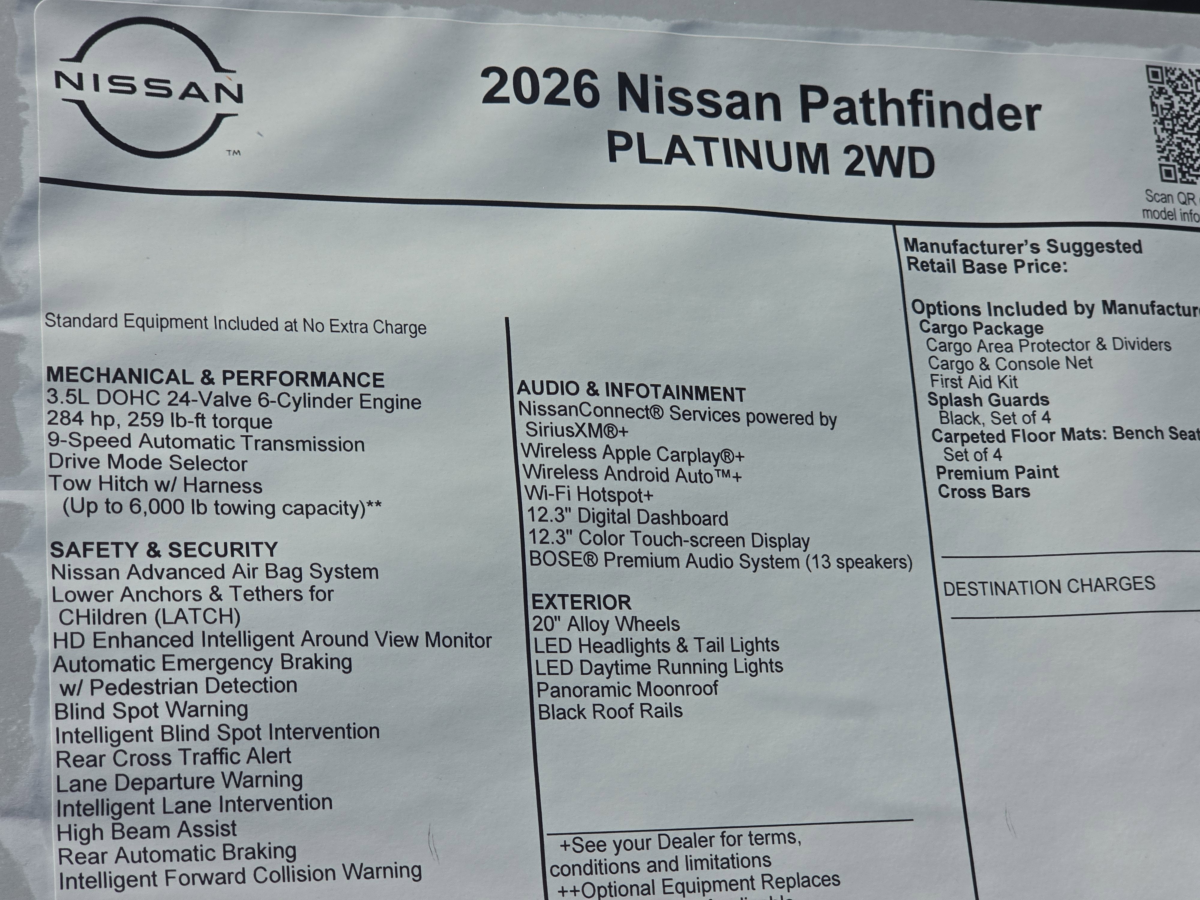 2026 Nissan Pathfinder Platinum