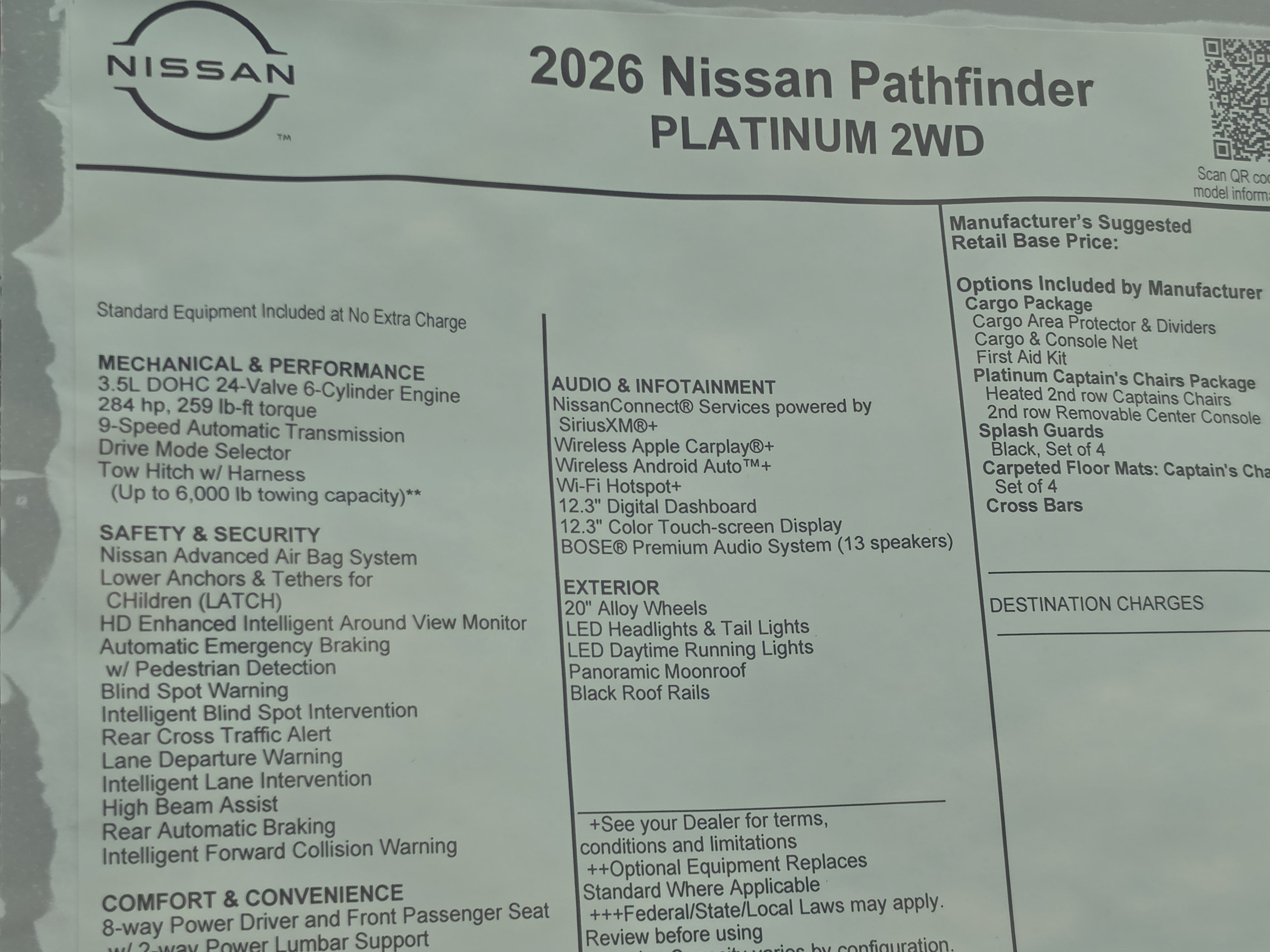 2026 Nissan Pathfinder Platinum