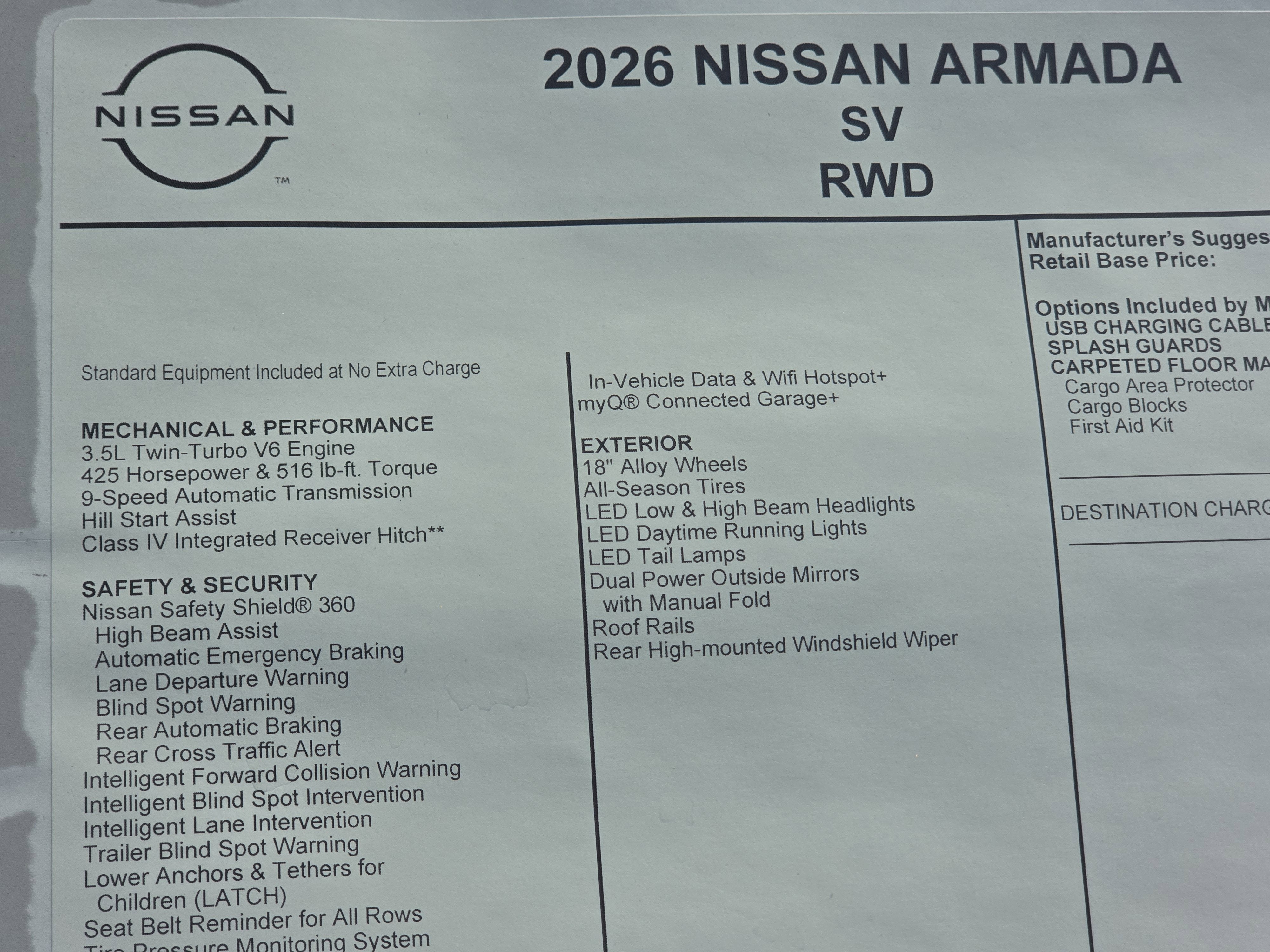 2026 Nissan Armada SV