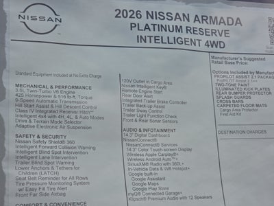 2026 Nissan Armada Platinum Reserve