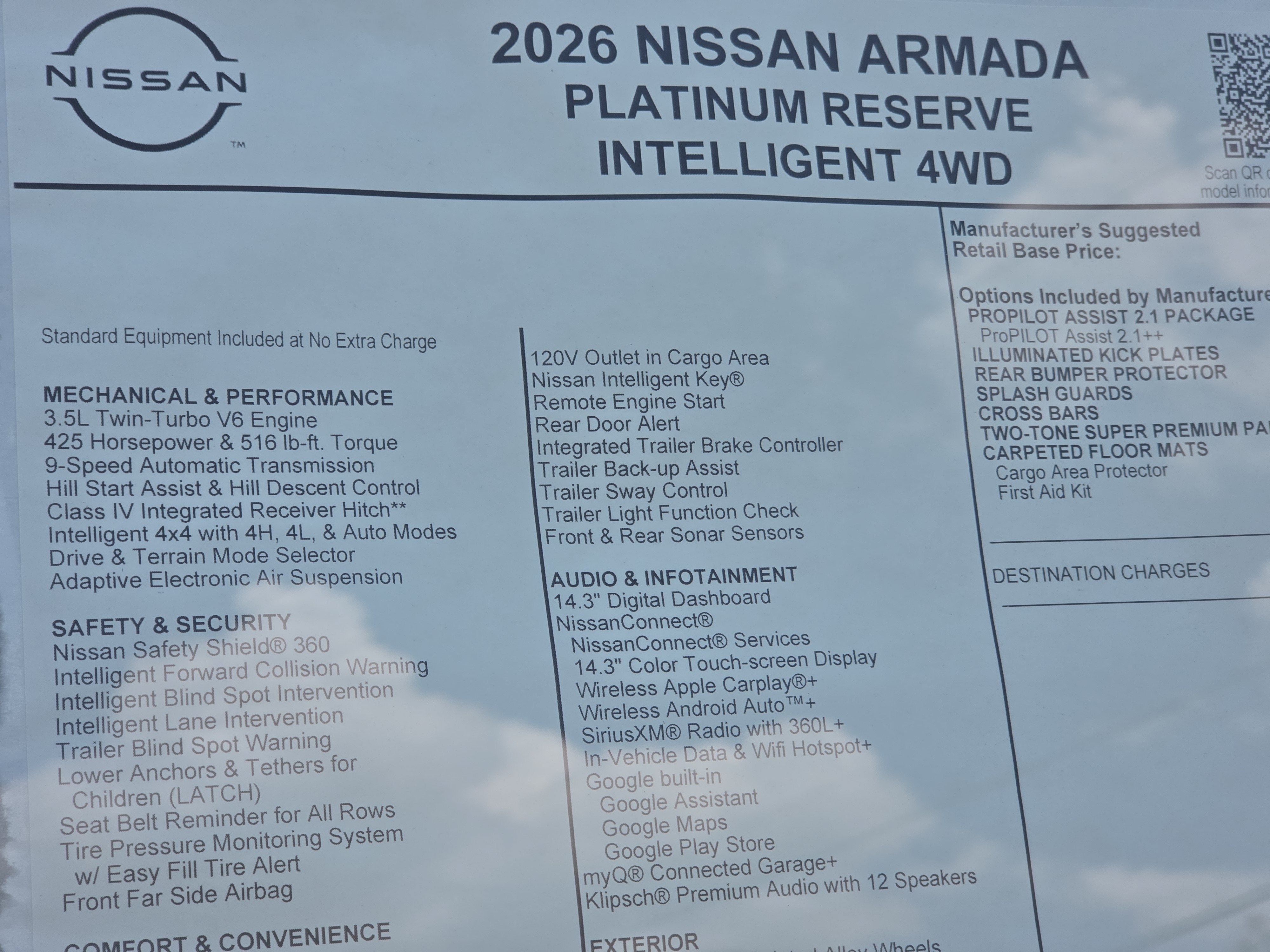 2026 Nissan Armada Platinum Reserve