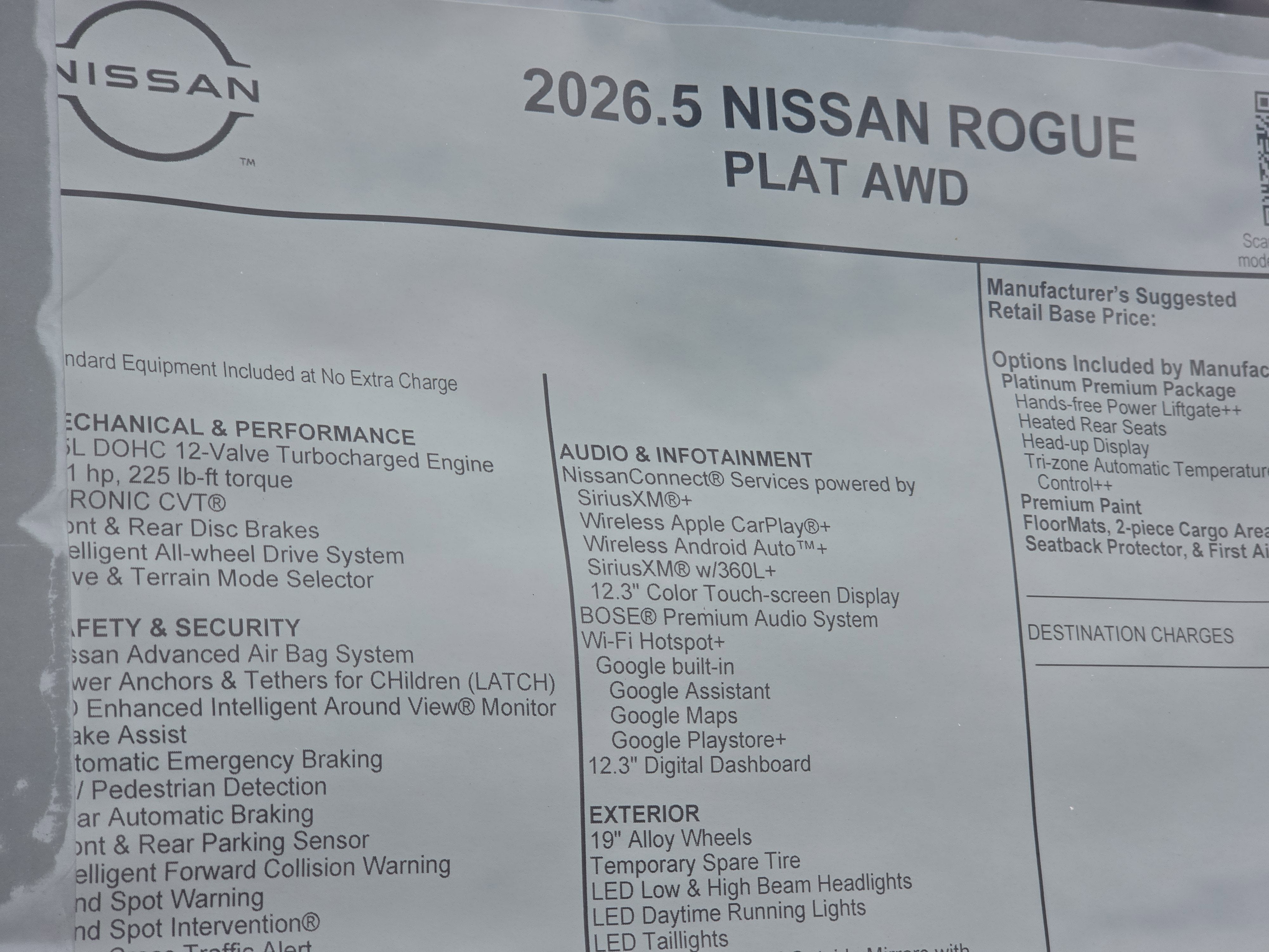 2026 Nissan Rogue Platinum
