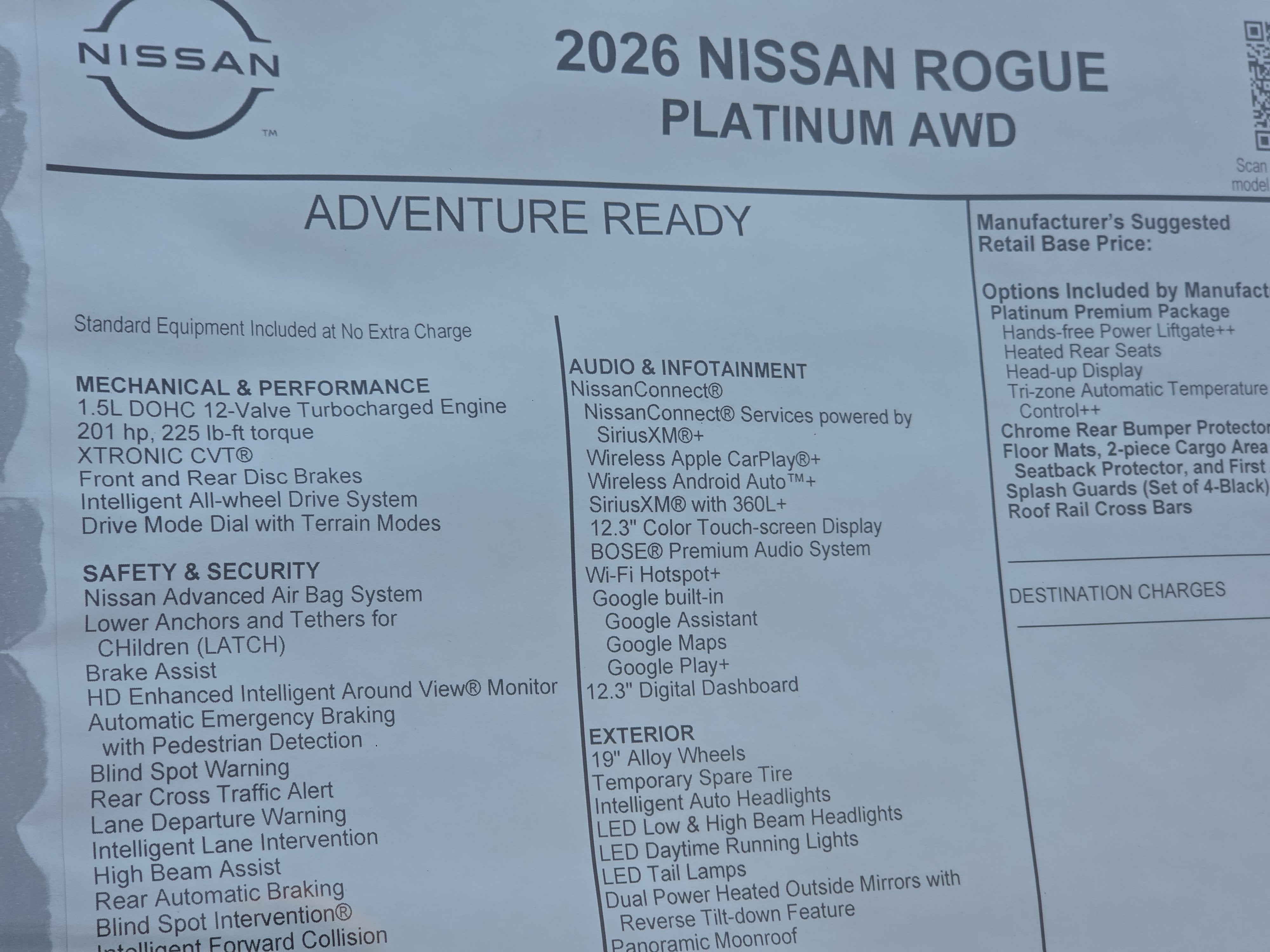 2026 Nissan Rogue Platinum