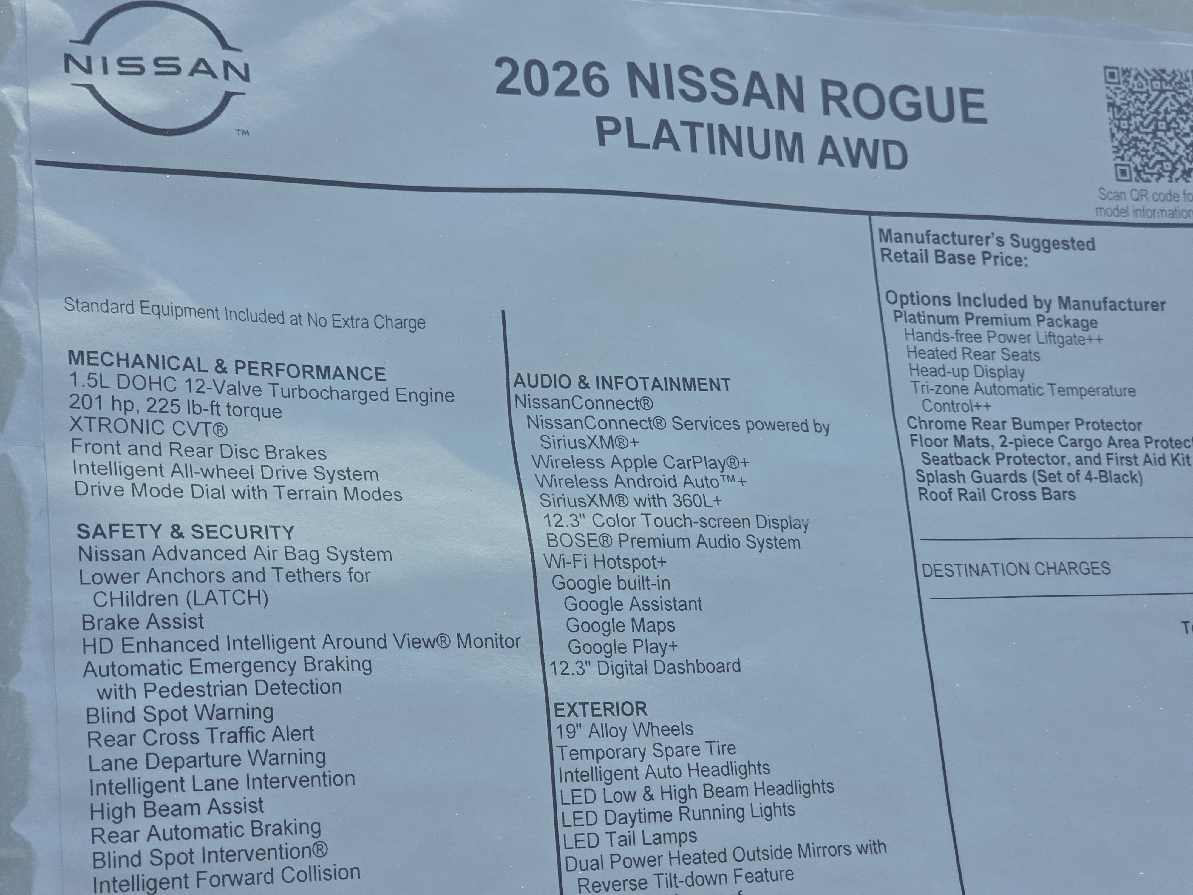 2026 Nissan Rogue Platinum