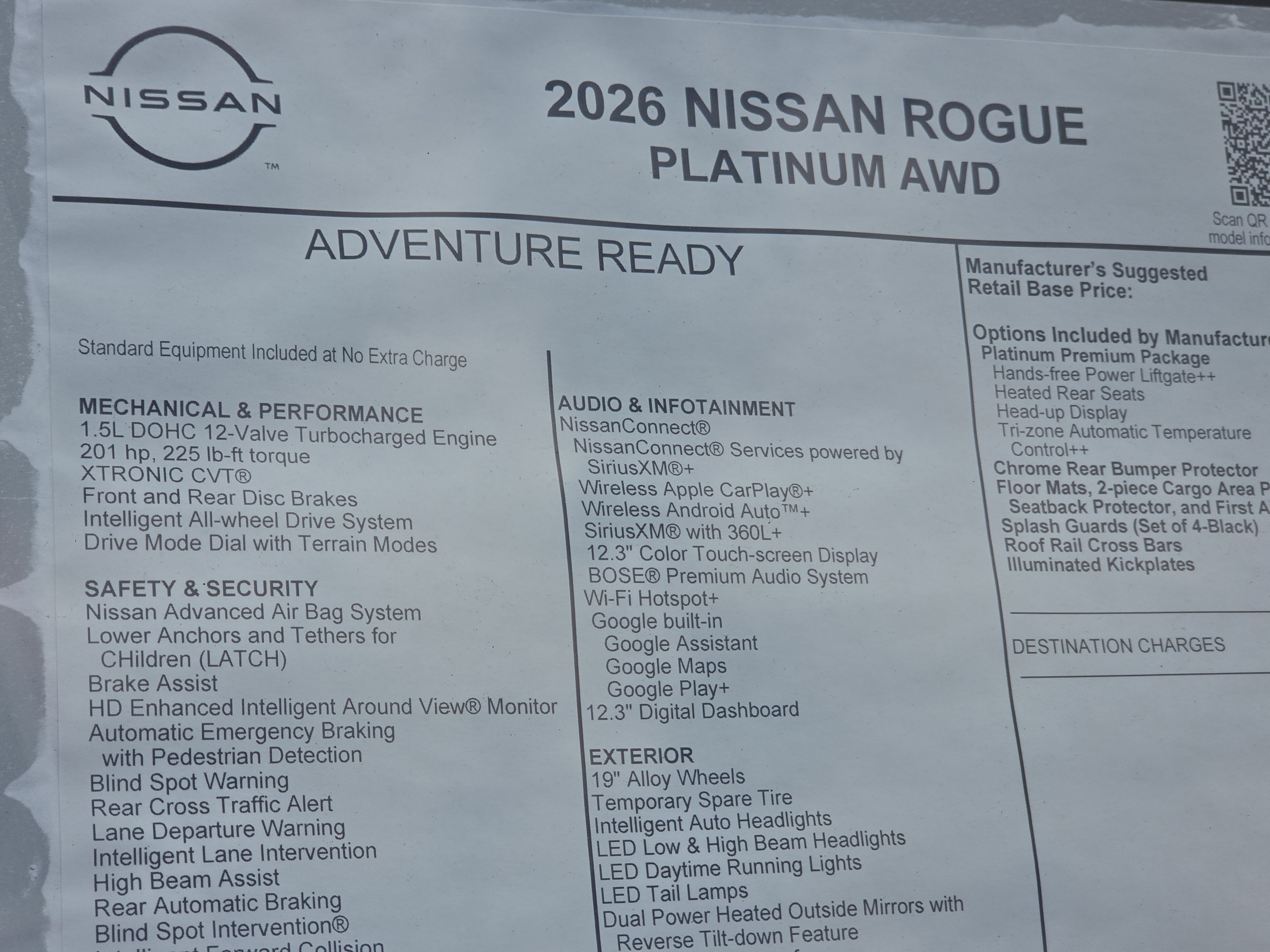 2026 Nissan Rogue Platinum