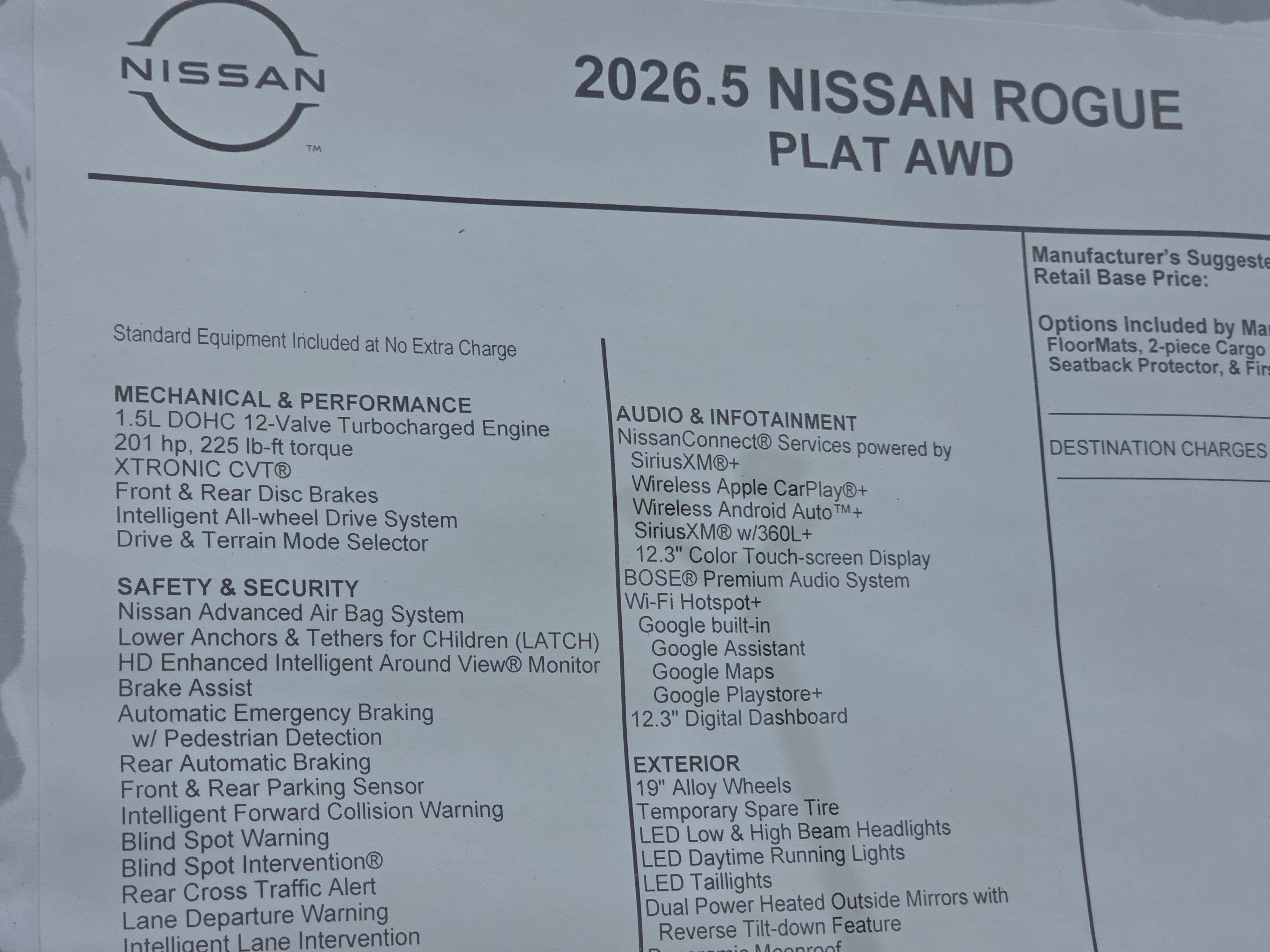 2026 Nissan Rogue Platinum