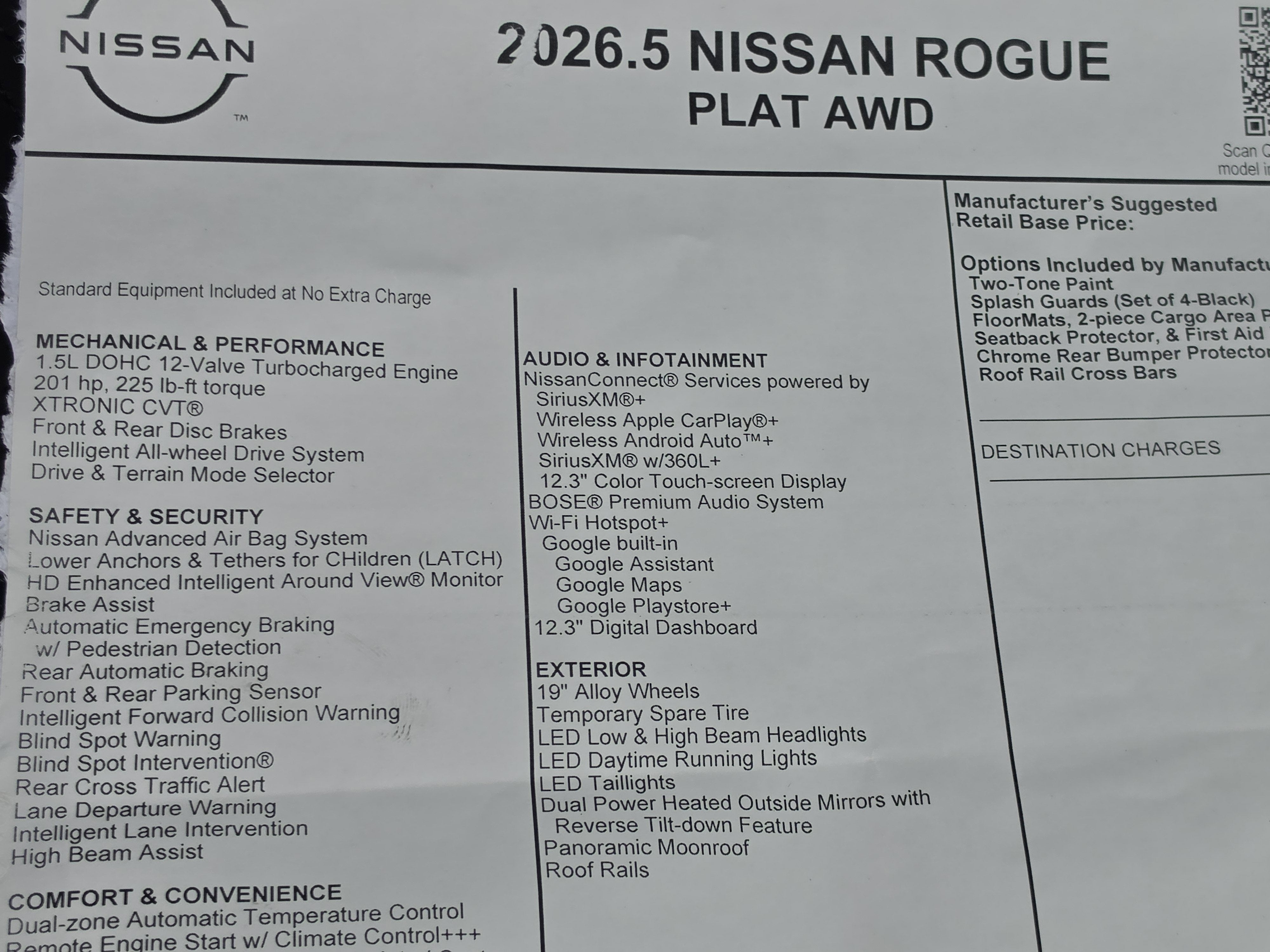 2026 Nissan Rogue Platinum