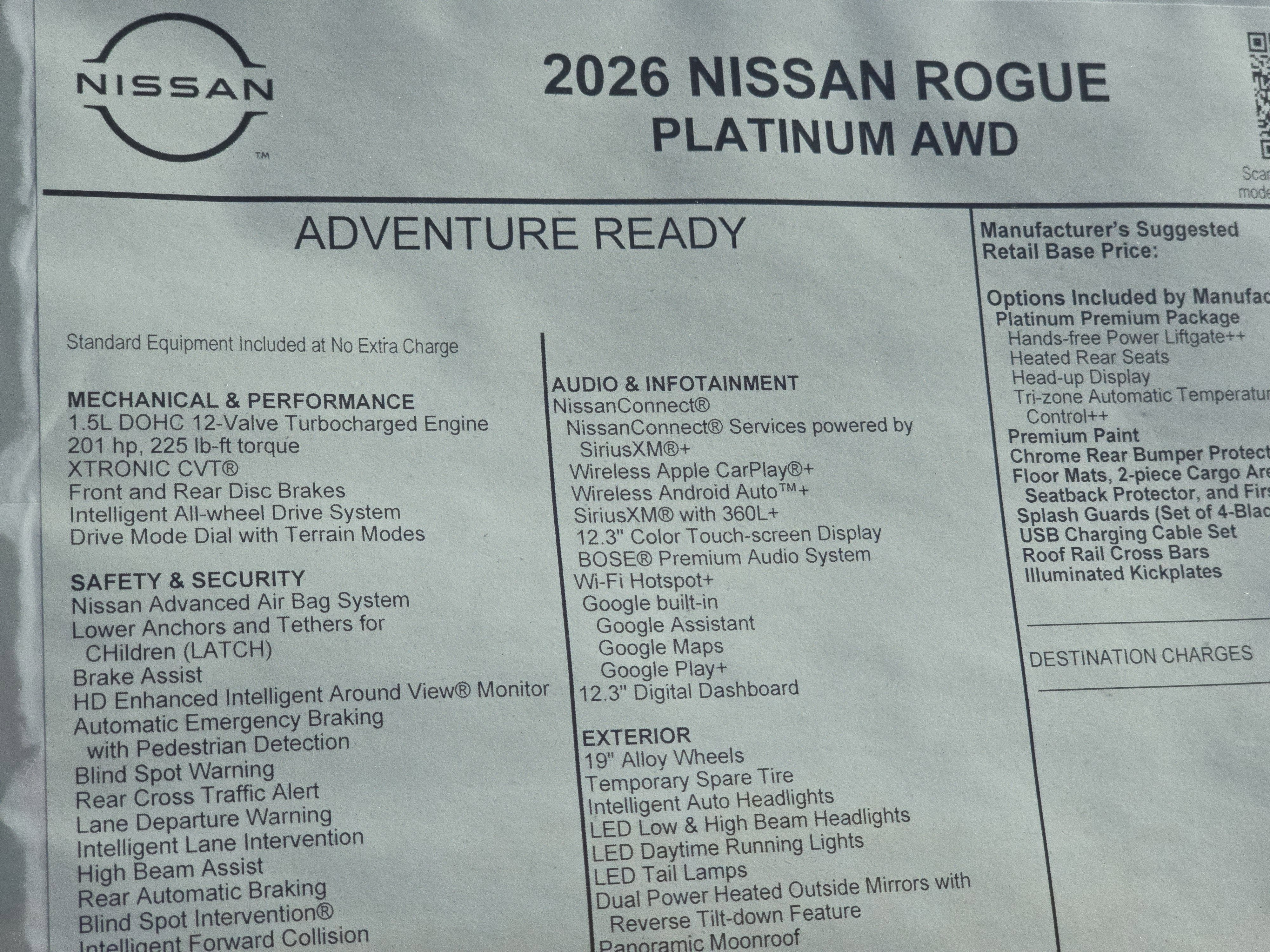 2026 Nissan Rogue Platinum